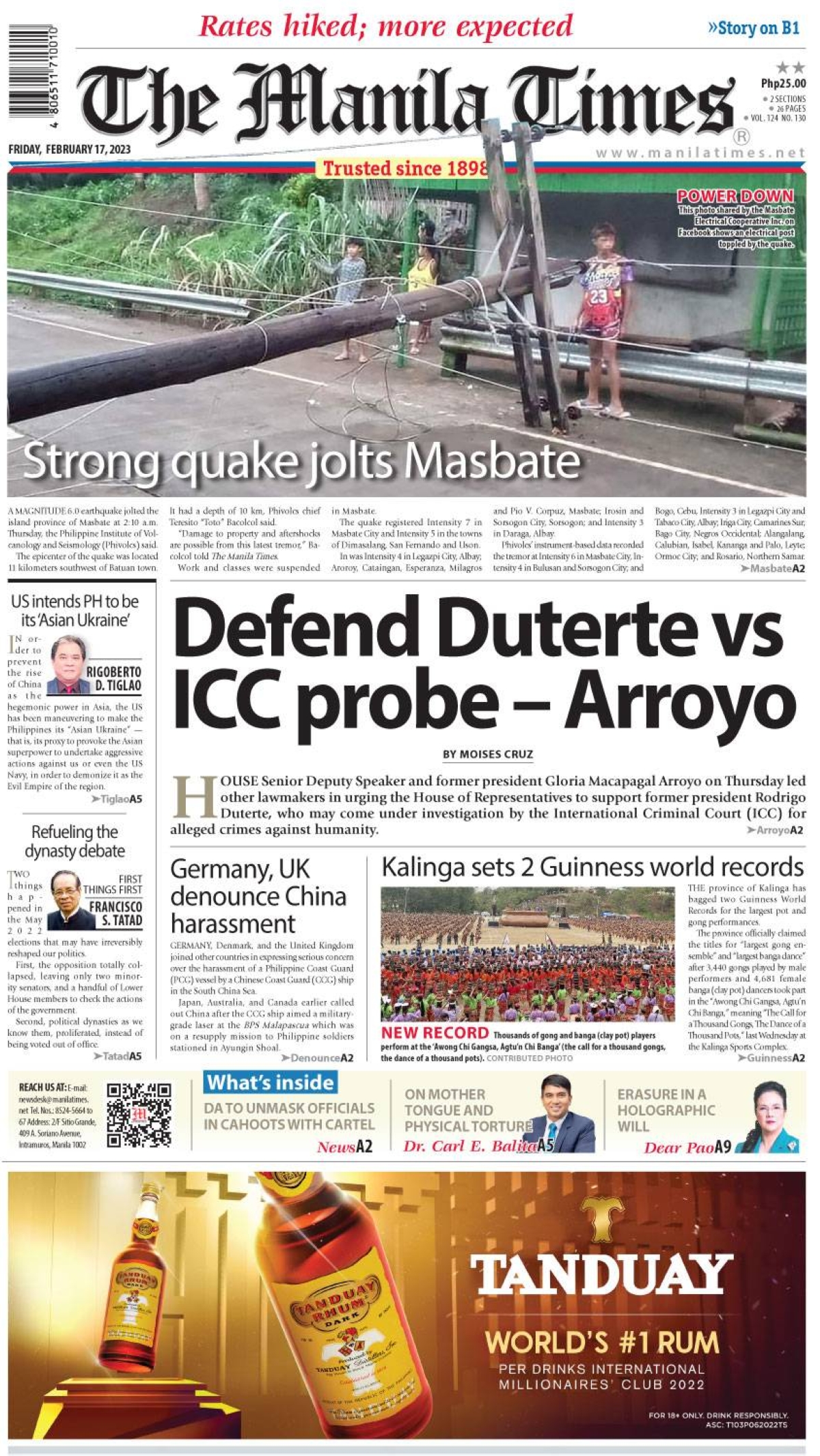 The Manila Times Front Page February 17 2023 The Manila Times