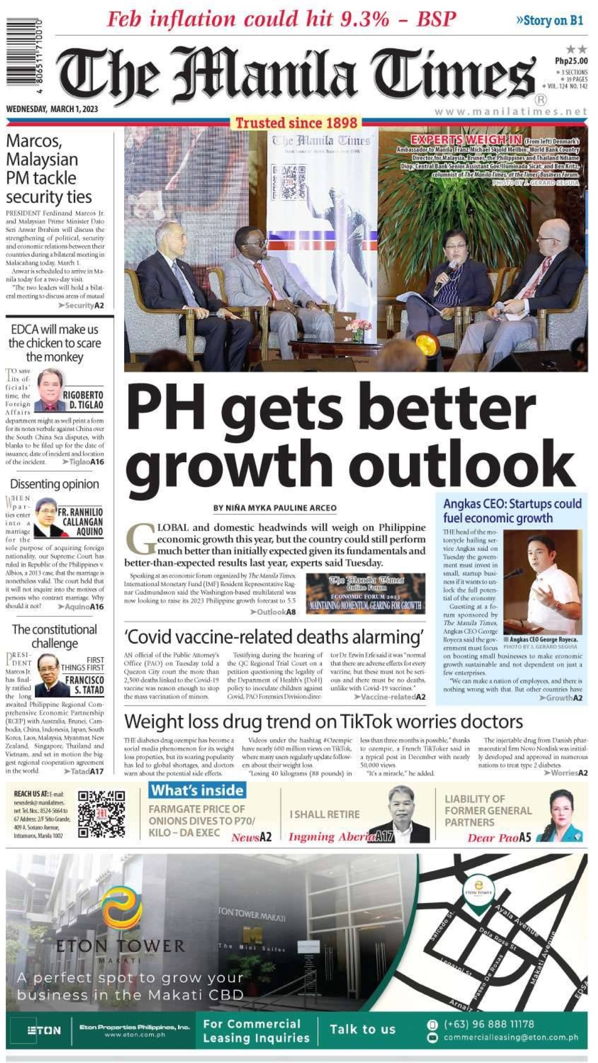 The Manila Times Front Page March The Manila Times