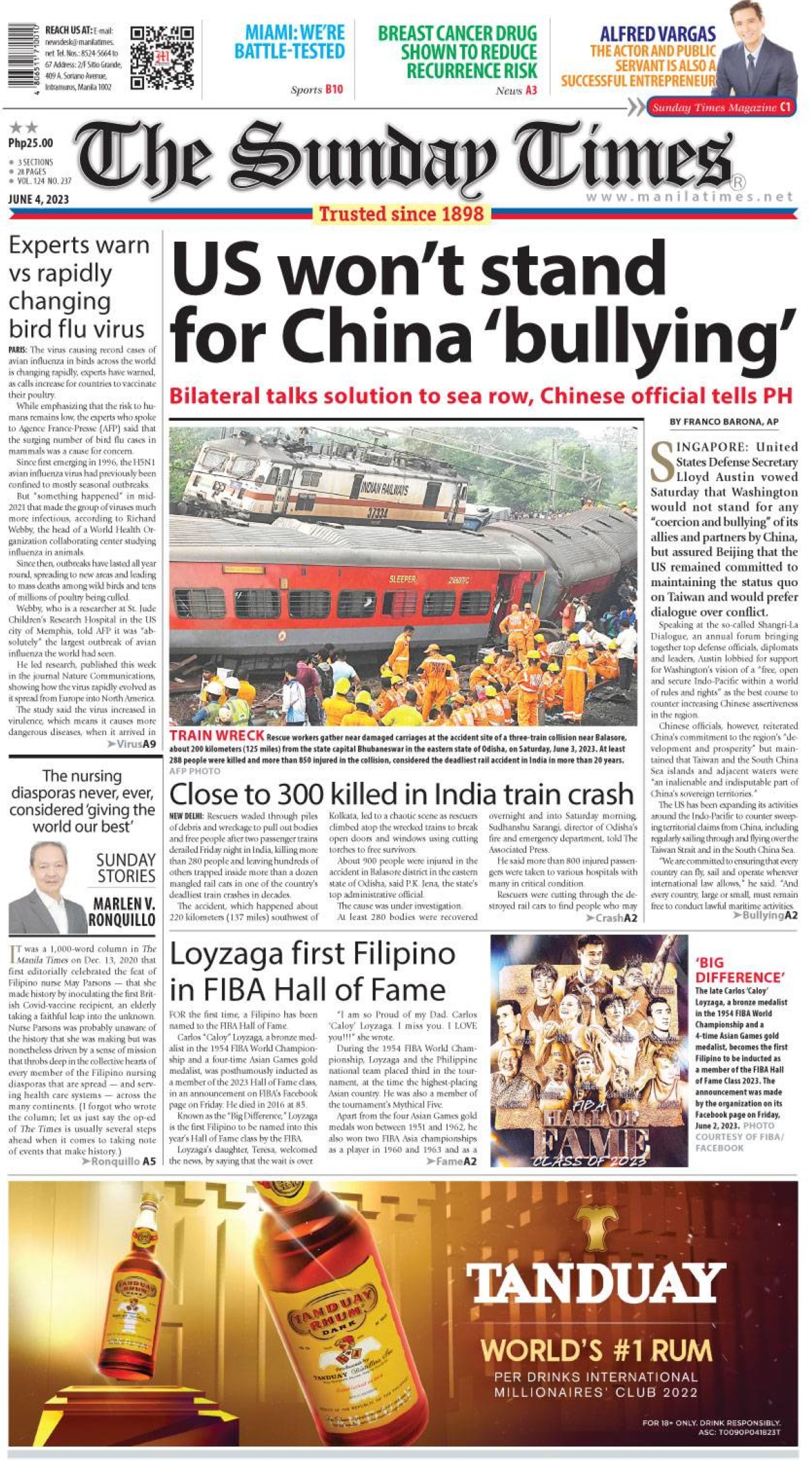 The Manila Times Front Page June The Manila Times