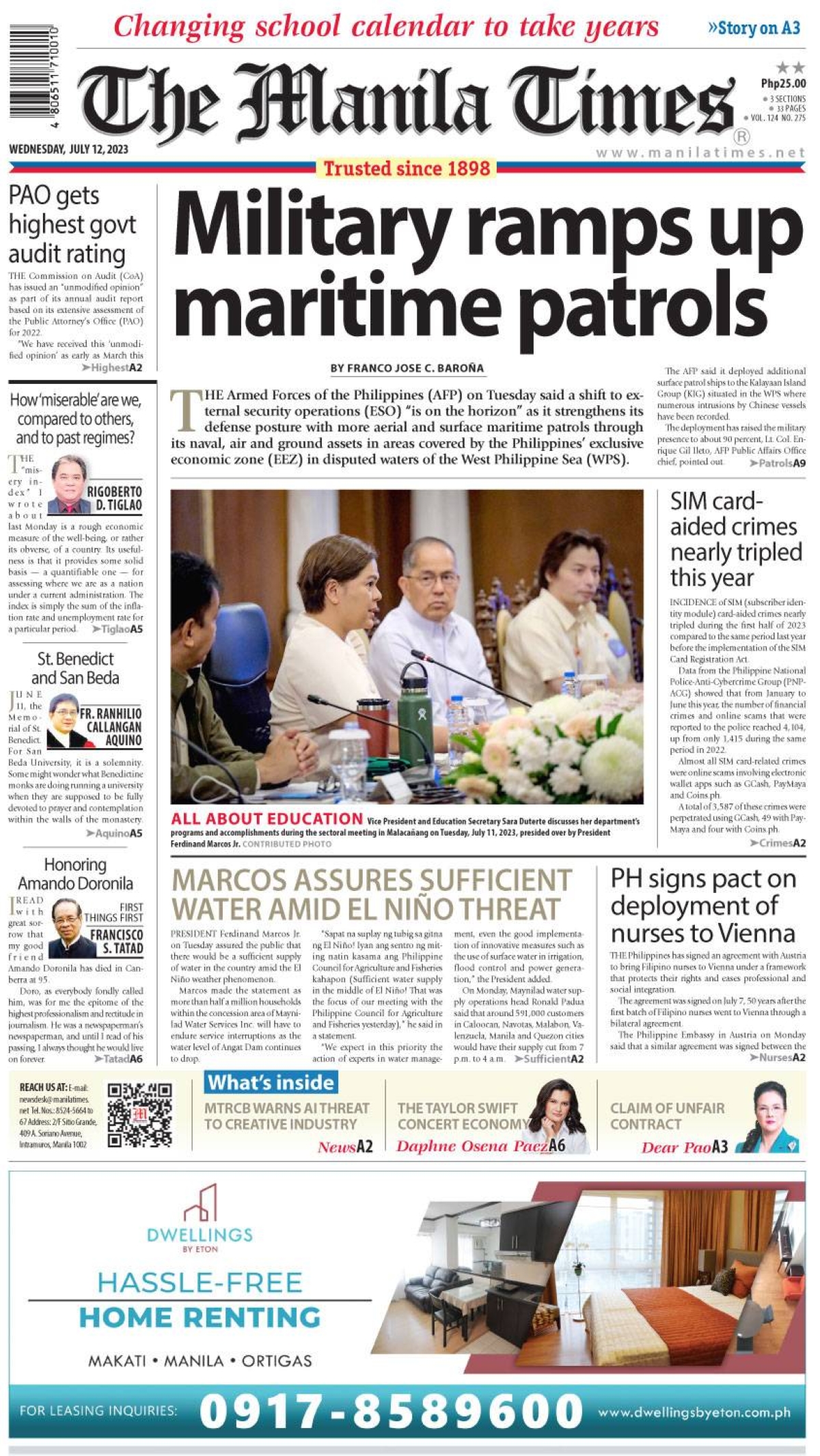 The Manila Times Front Page July 12 2023 The Manila Times