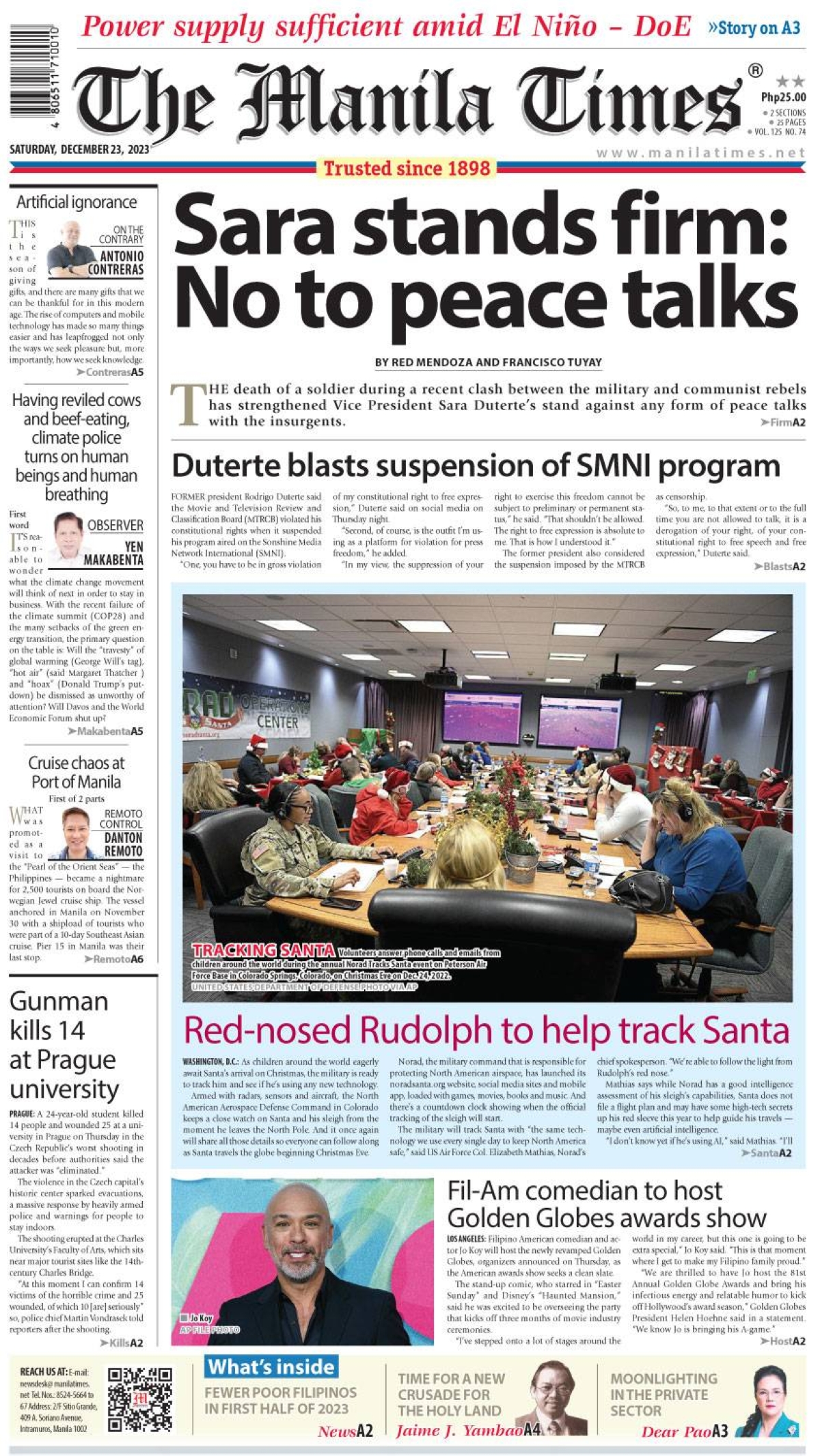 The Manila Times Front Page December 23 2023 The Manila Times