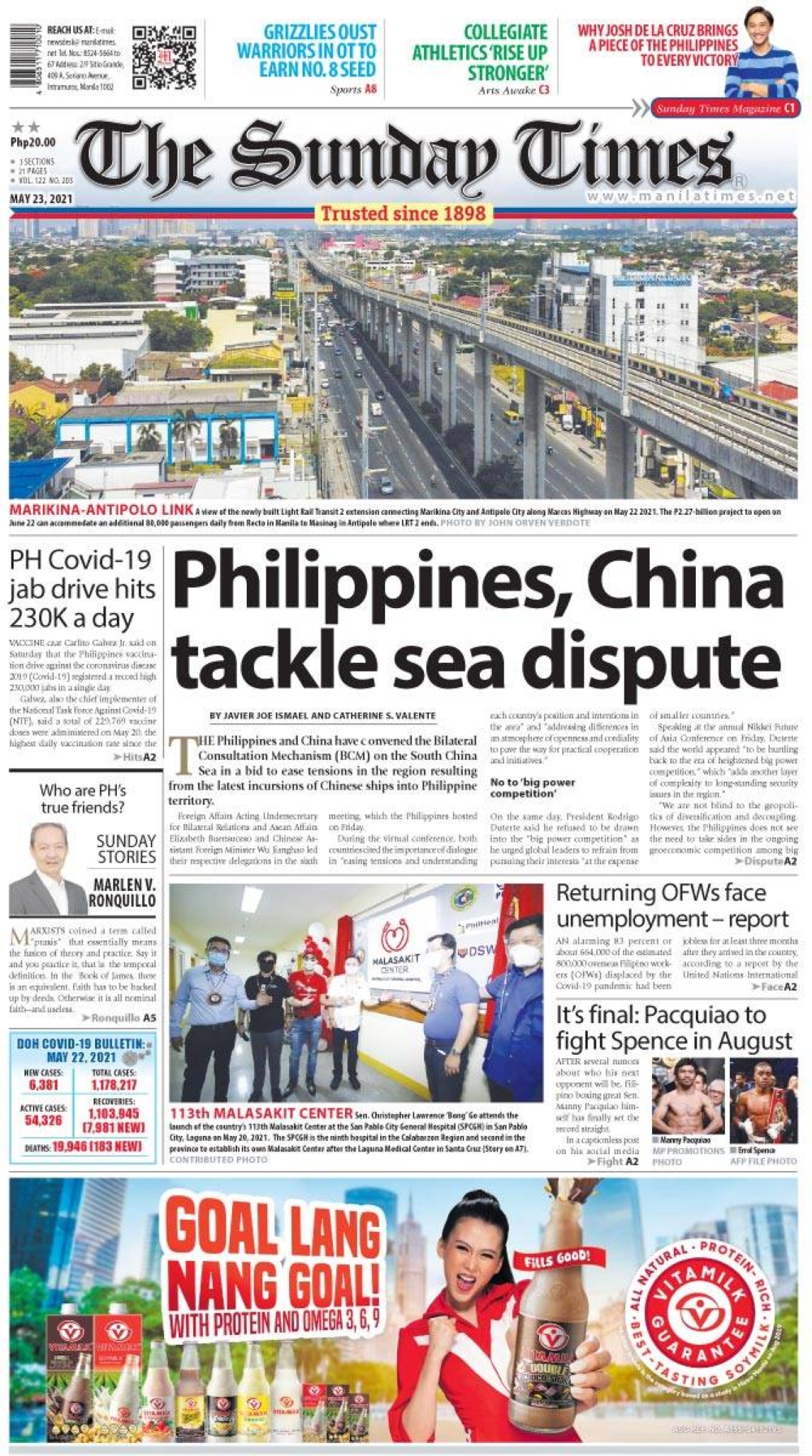 Manila Times Front Page Today Today S Front Page May 24 2021 The