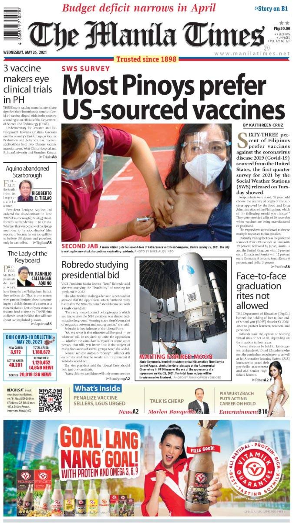 Today's Front Page May 26, 2021 The Manila Times