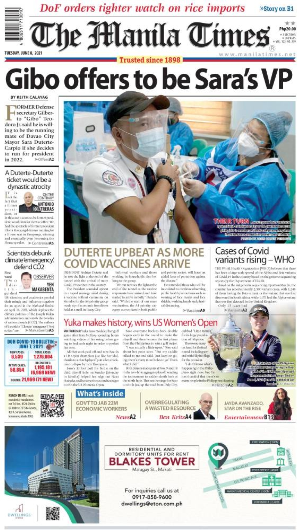 Today's Front Page | June 08, 2021 | The Manila Times