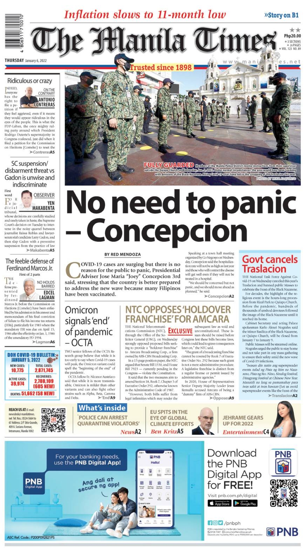 The Manila Times Frontpage January 06 2022 