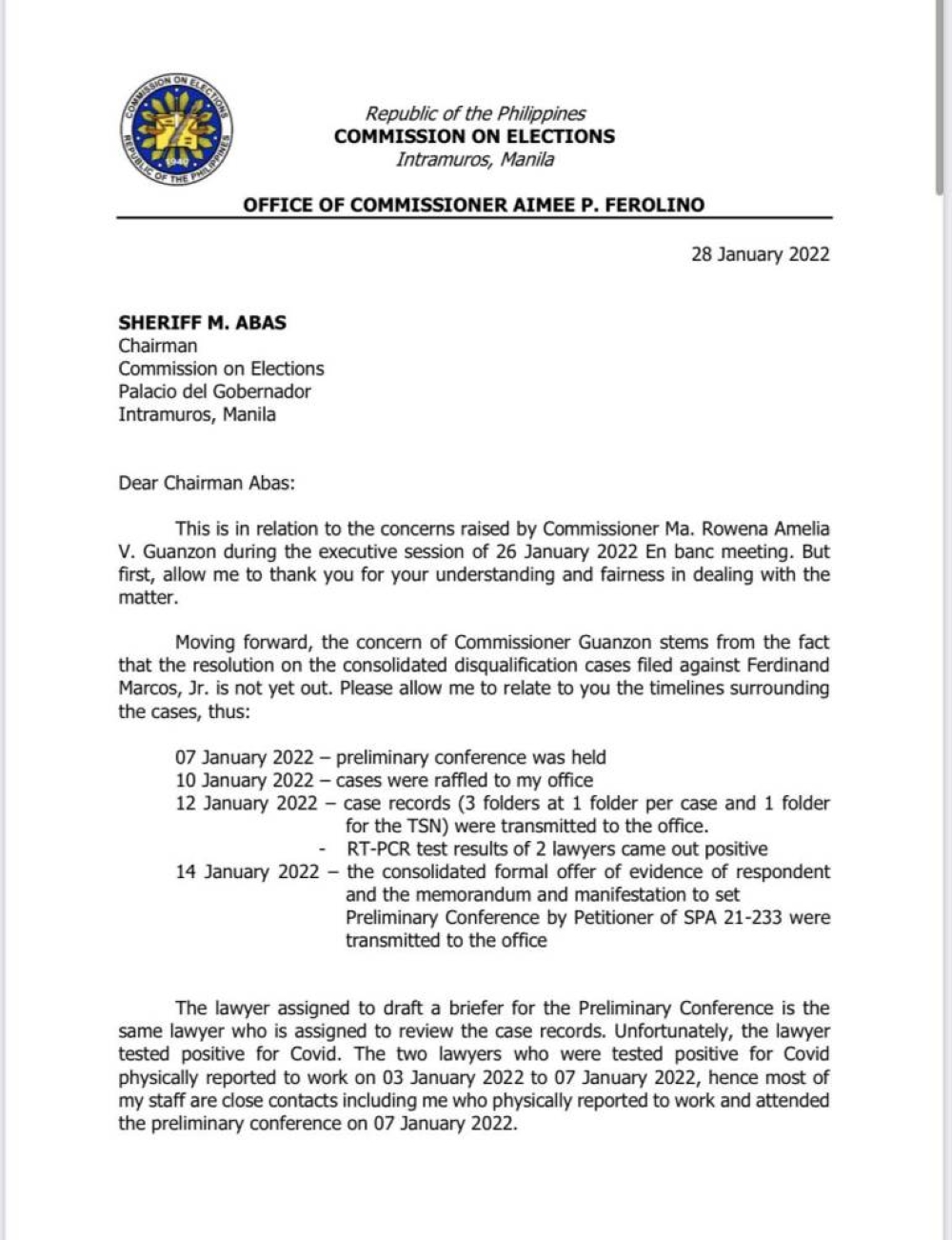 application letter comelec