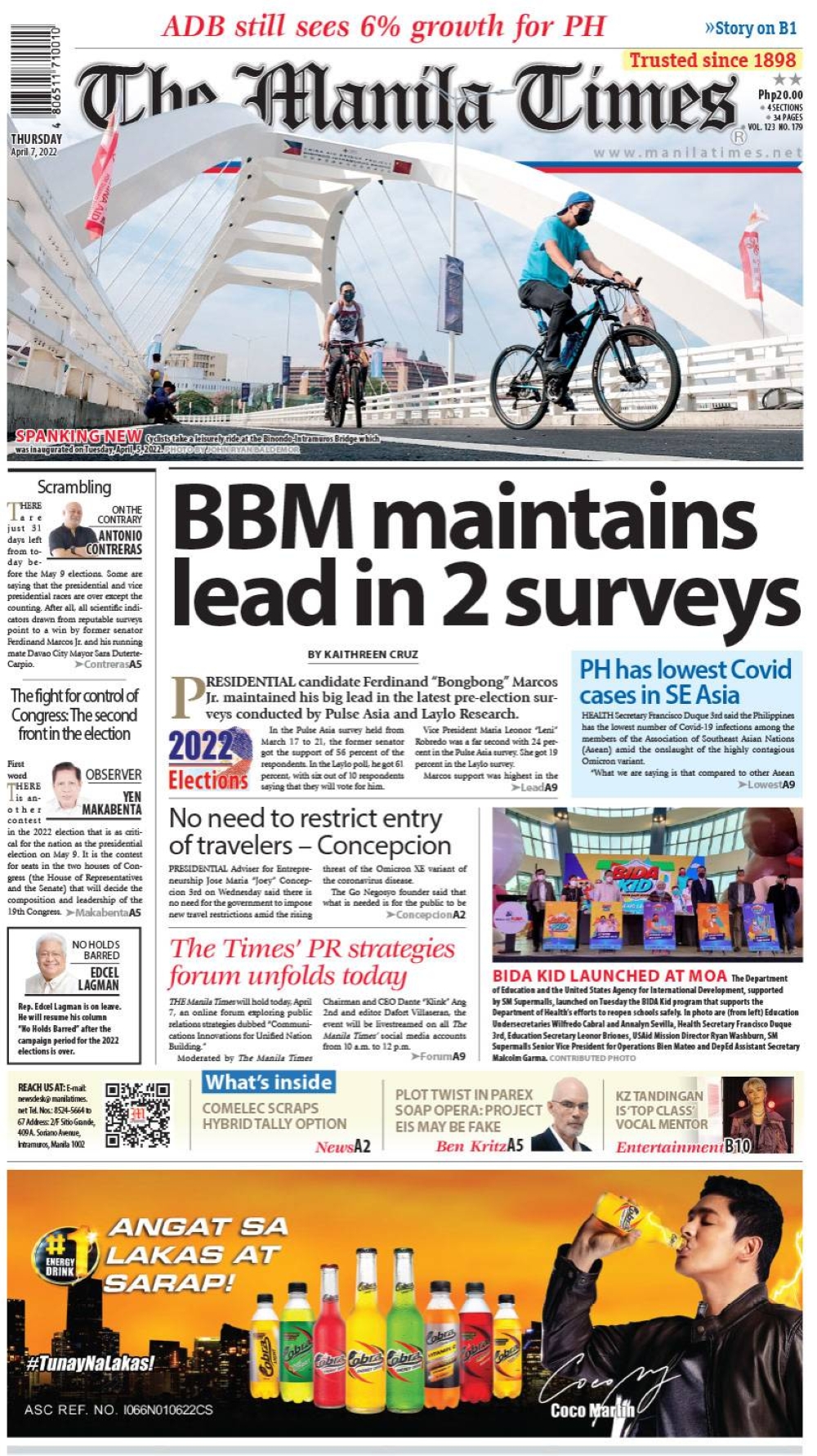 The Manila Times Front Page | April 07, 2022 | The Manila Times