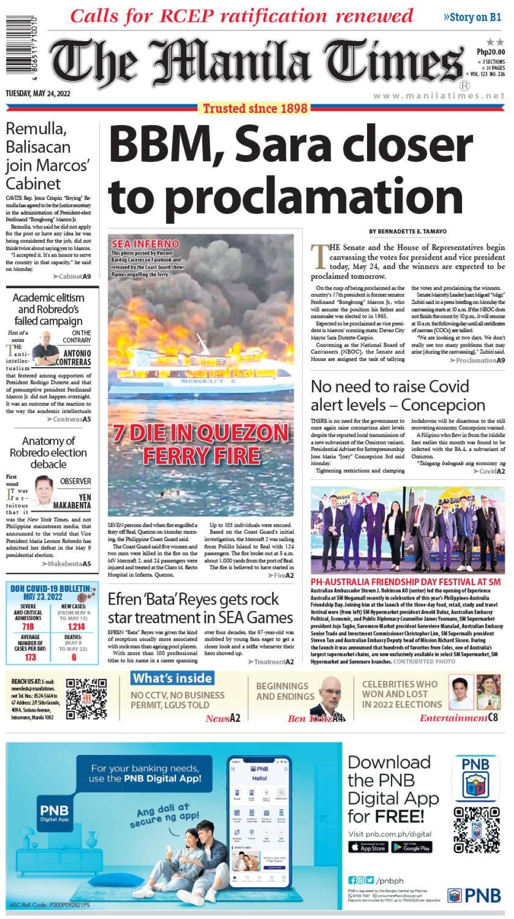 The Manila Times Front Page | May 24, 2022 | The Manila Times