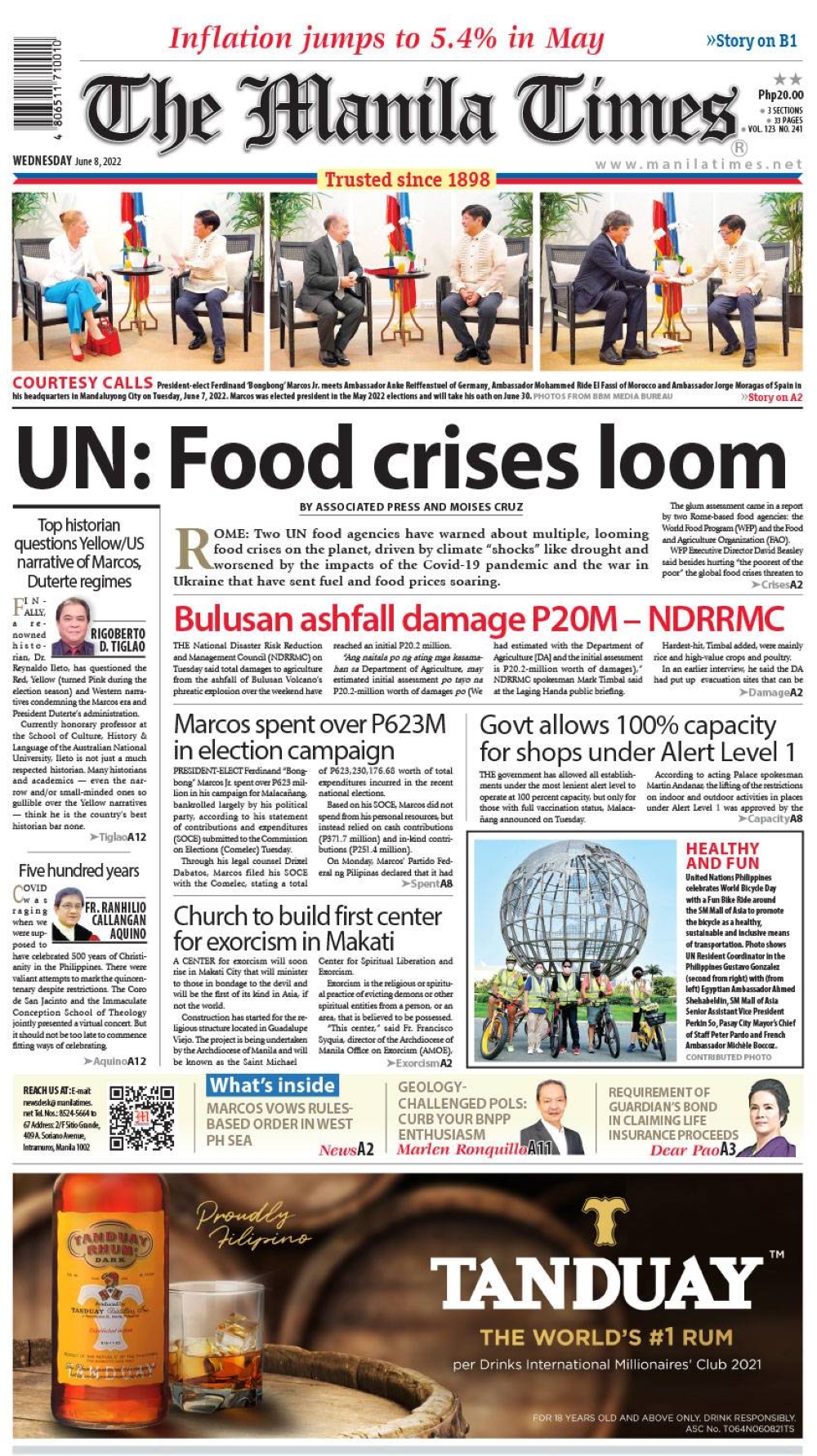 The Manila Times Front Page | June 08, 2022 | The Manila Times