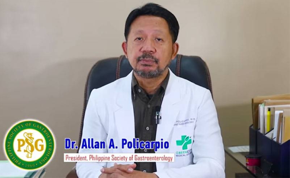 Philippine Society of Gastroenterology President Dr. Allan Policarpio. Screengrab from Dr. Allan 'Dok Poli' Policarpio FB page