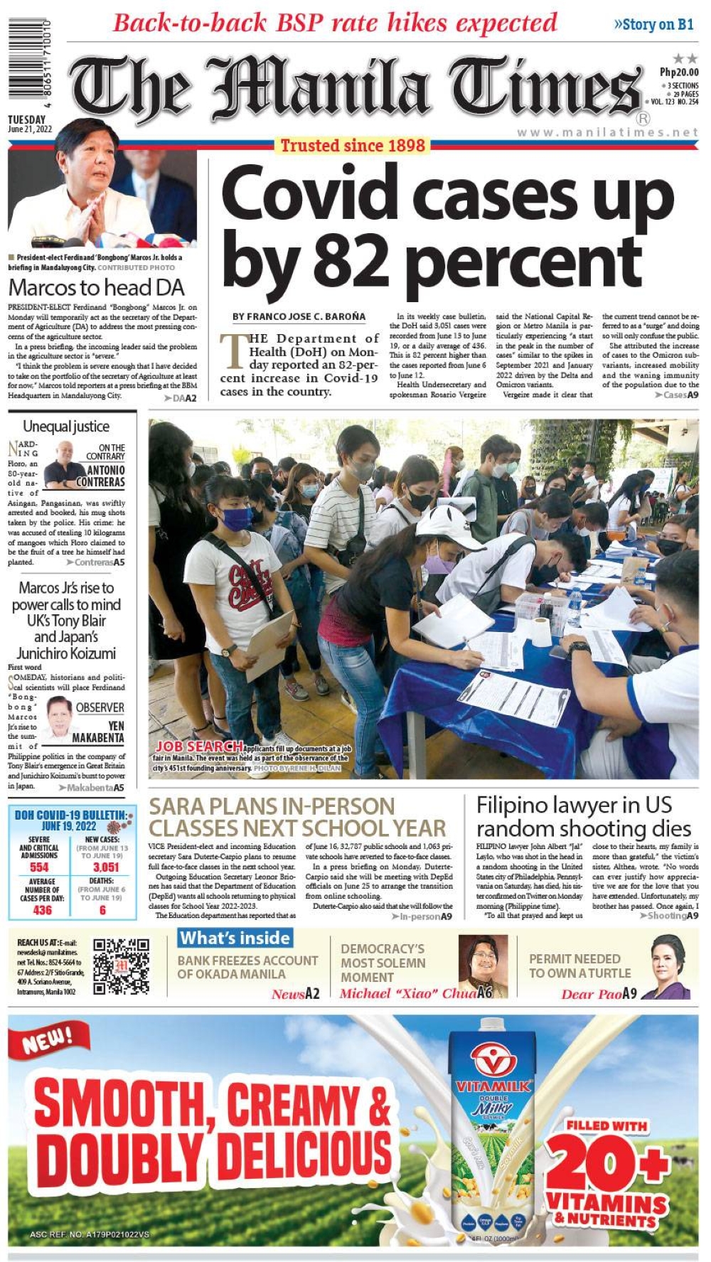 The Manila Times FrontPage | June 21, 2022