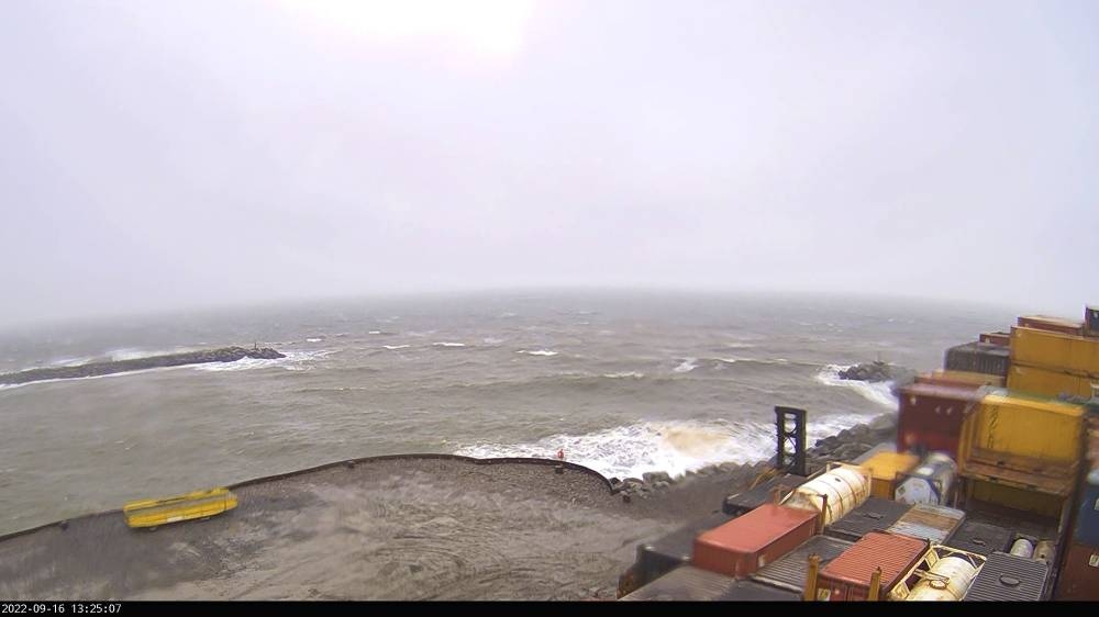 This image provided by the Alaska Ocean Observing System National Oceanic and Atmospheric Administration shows a view from a web cam in Nome, Alaska, Friday, Sept. 16, 2022. PHOTO BY ALASKA OCEAN OBSERVING SYSTEM AND NOAA VIA AP 