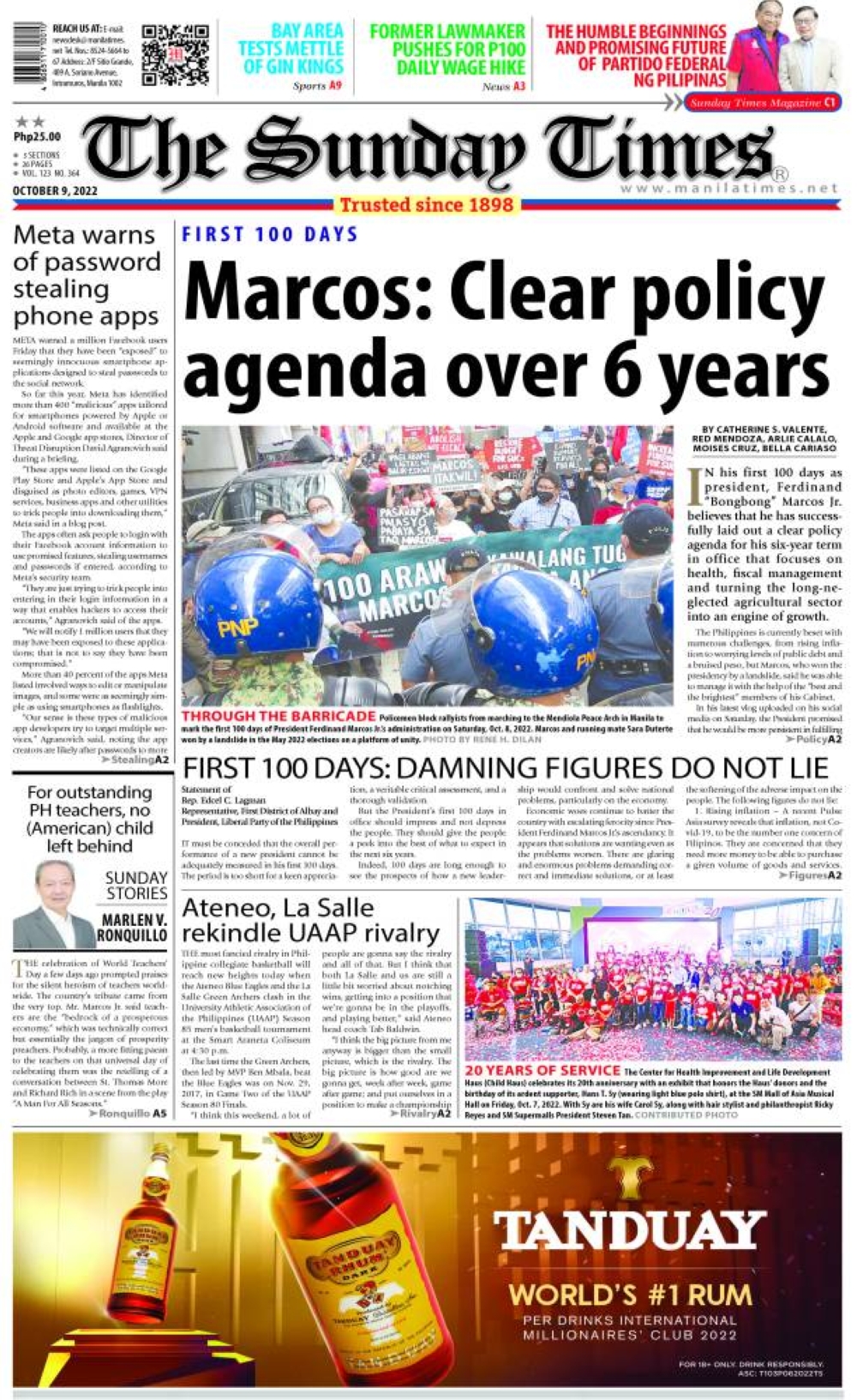 The Manila Times Front Page October 9, 2022 The Manila Times