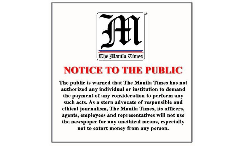 NOTICE TO THE PUBLIC | The Manila Times