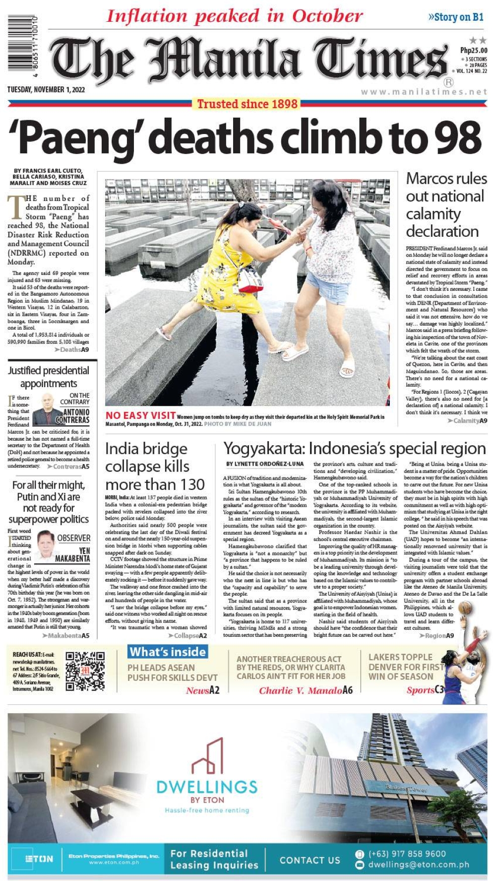 The Manila Times Front Page November 1, 2022 The Manila Times