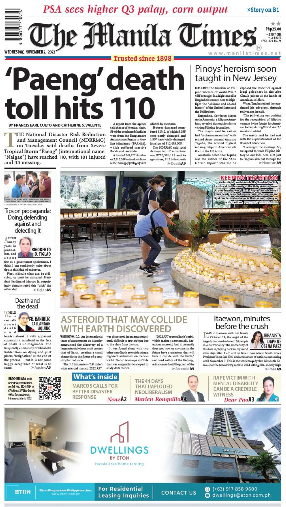 The Manila Times Front Page | November 2, 2022 | The Manila Times