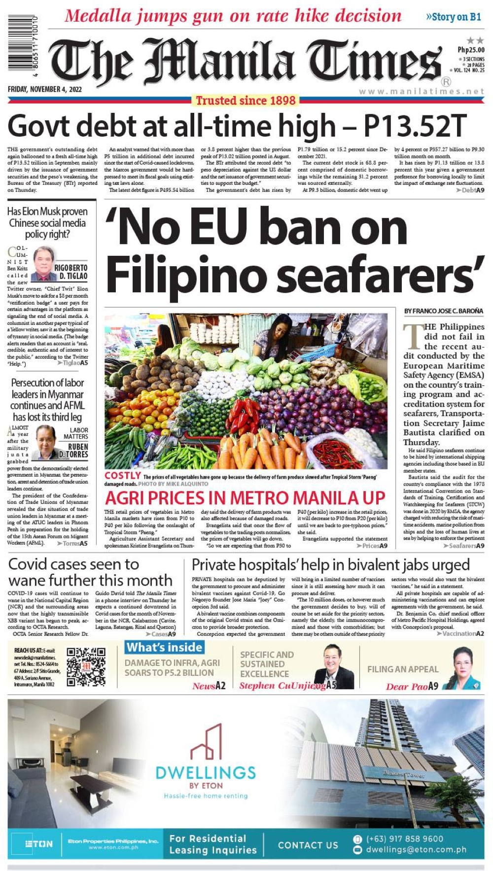 The Manila Times Frontpage Nov 4 22 The Manila Times