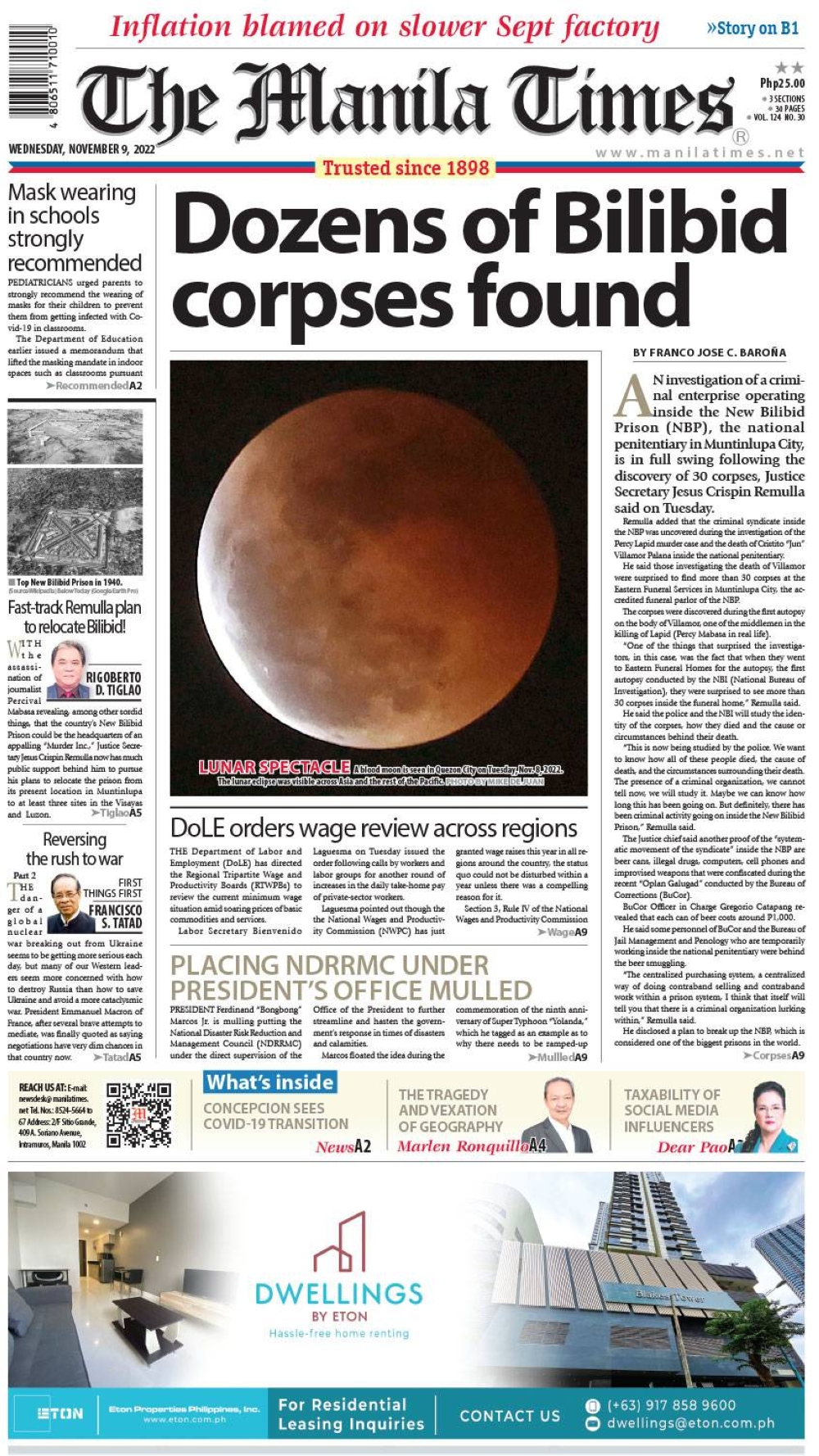 The Manila Times Front Page | November 9, 2022 | The Manila Times