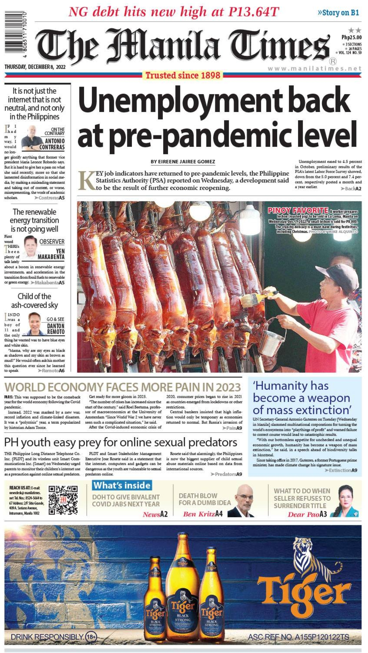 The Manila Times Front Page | December 8, 2022 | The Manila Times