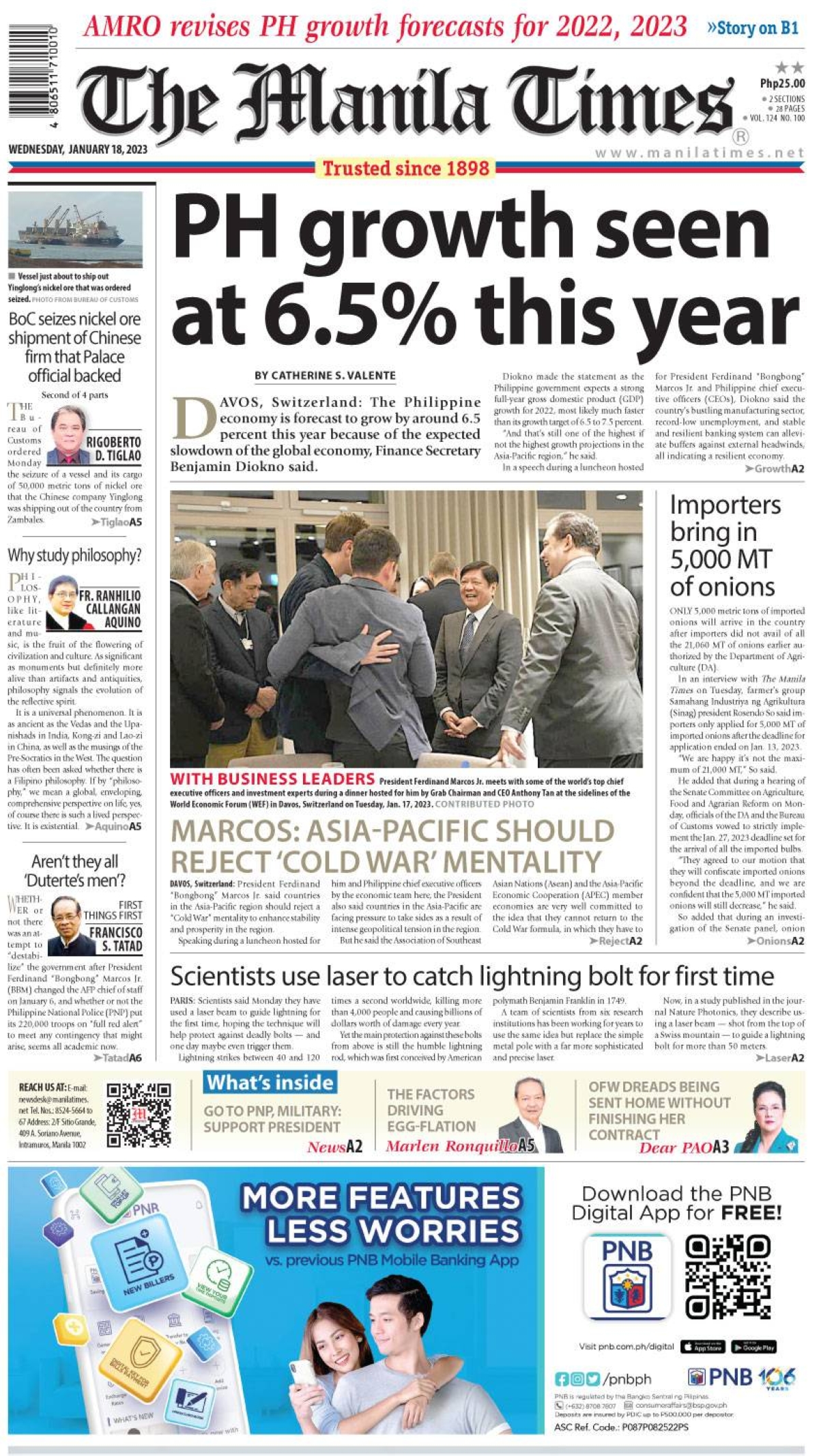 The Manila Times Front Page January 18, 2023 The Manila Times