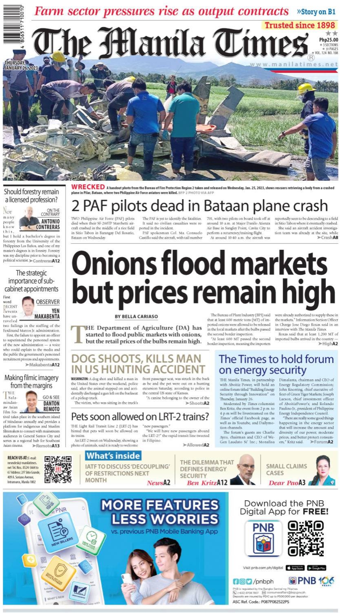 The Manila Times Front Page | January 26, 2023 | The Manila Times