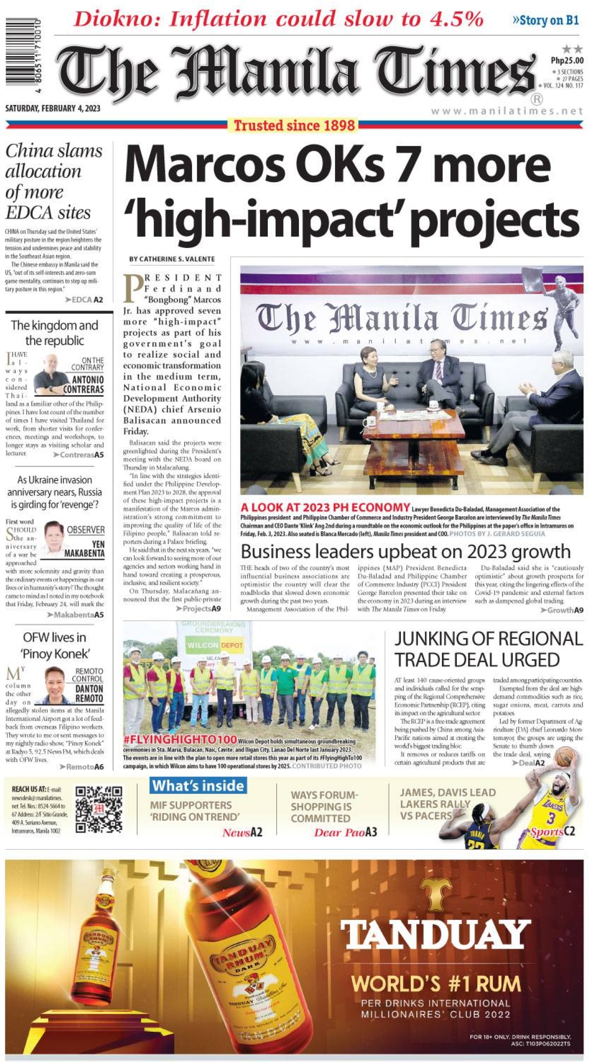 The Manila Times Front Page February 4, 2023 The Manila Times