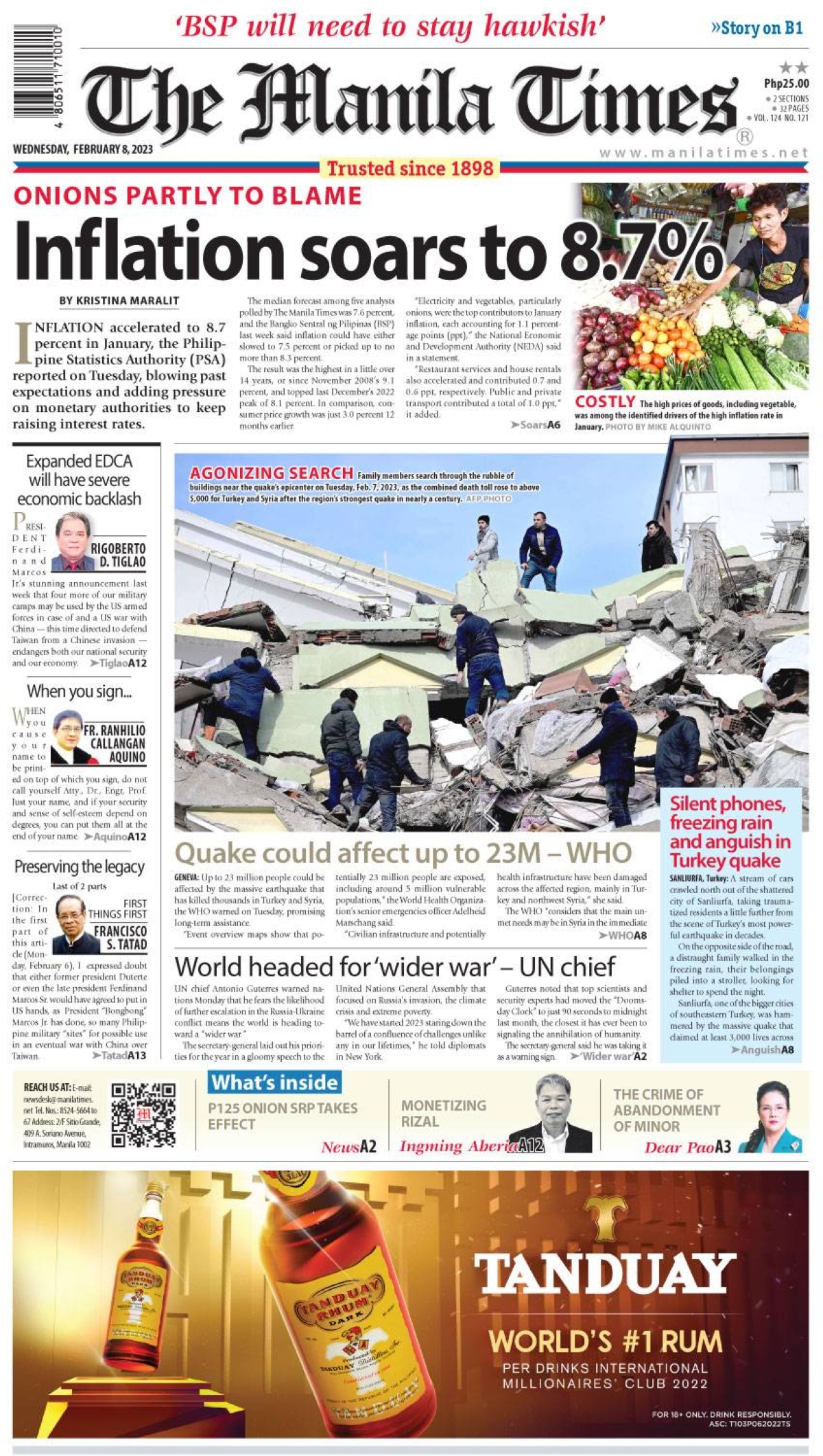 The Manila Times Front Page February 8, 2023 The Manila Times