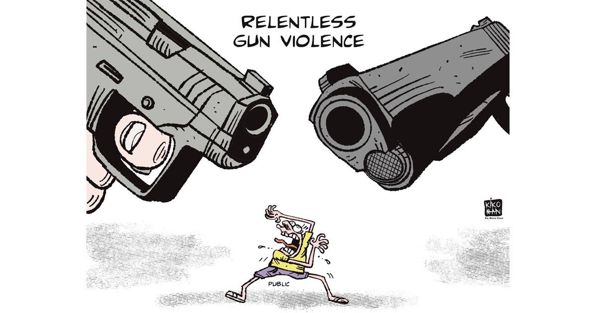 gun murder cartoon