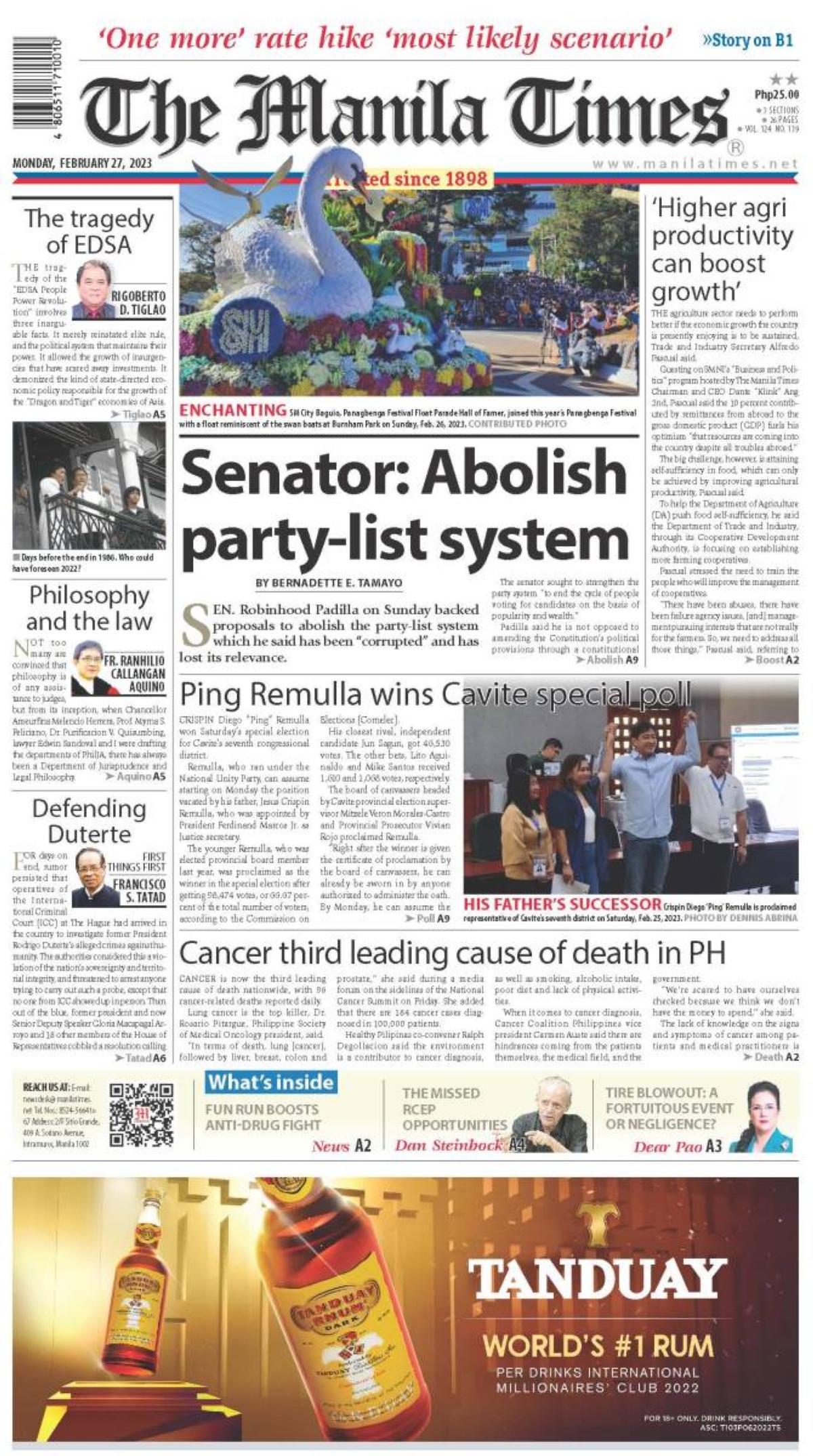 The Manila Times Front Page | February 27, 2023 | The Manila Times