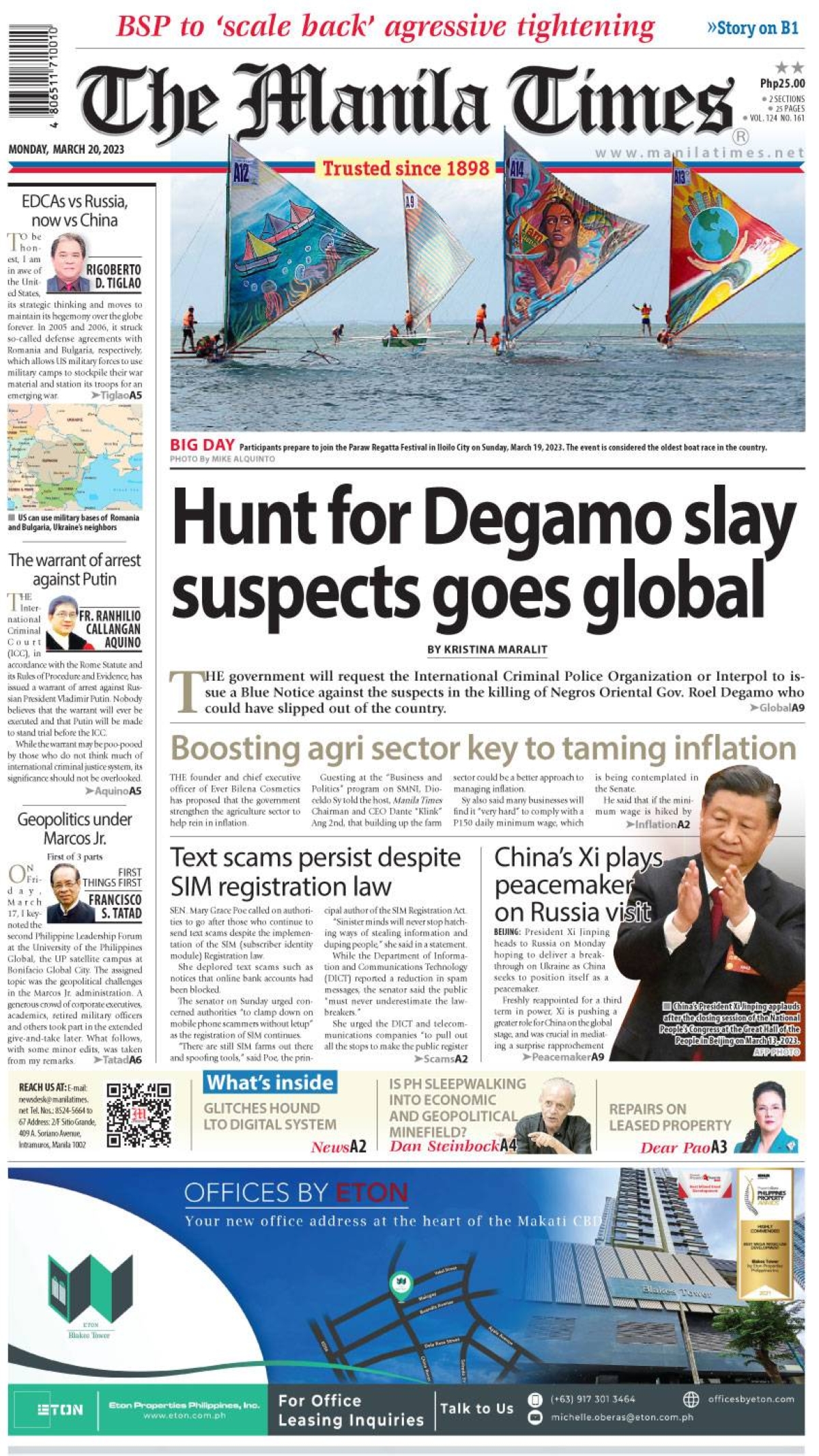 The Manila Times Front Page | March 20, 2023 | The Manila Times