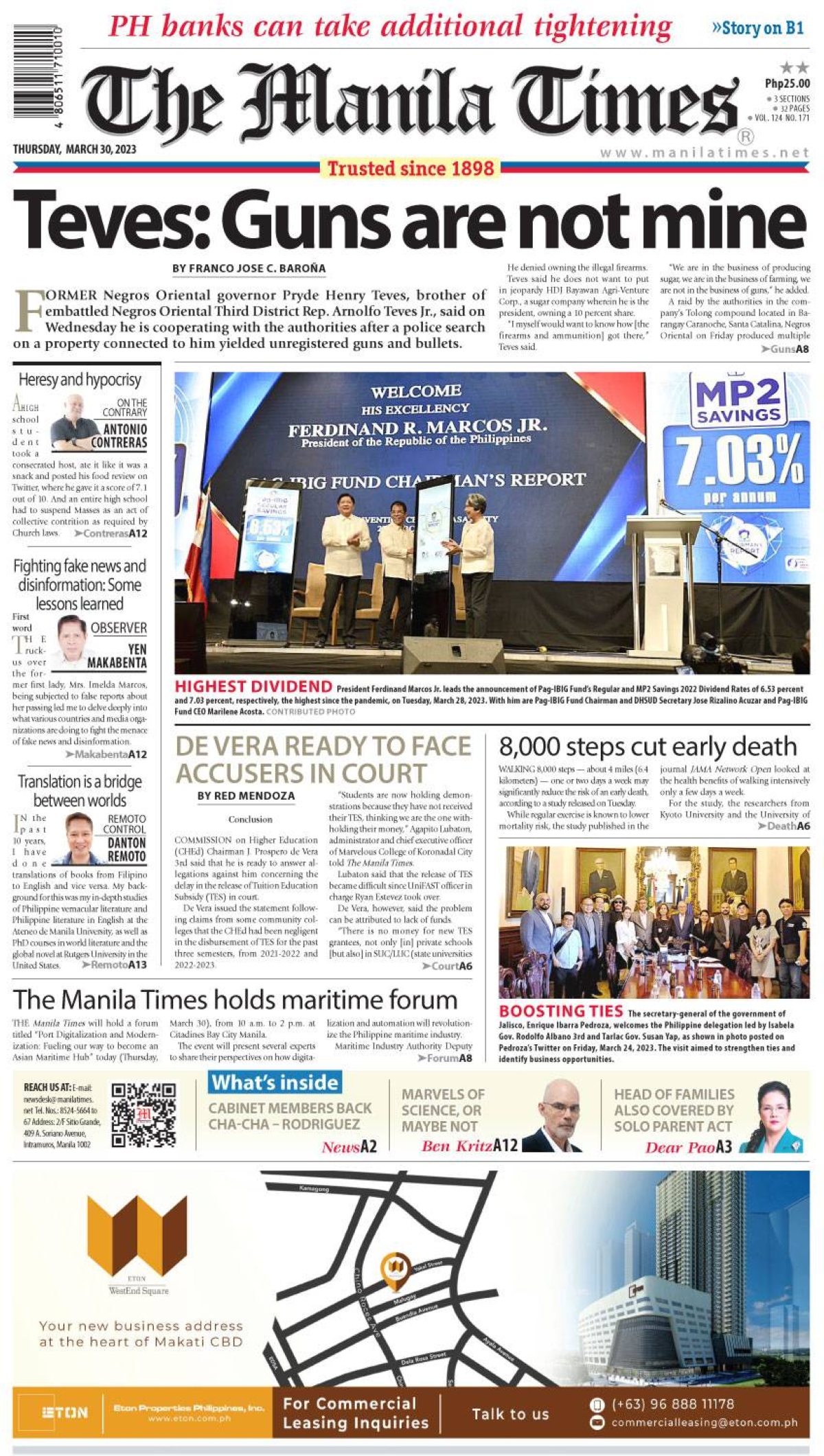 The Manila Times Front Page | March 30, 2023 | The Manila Times