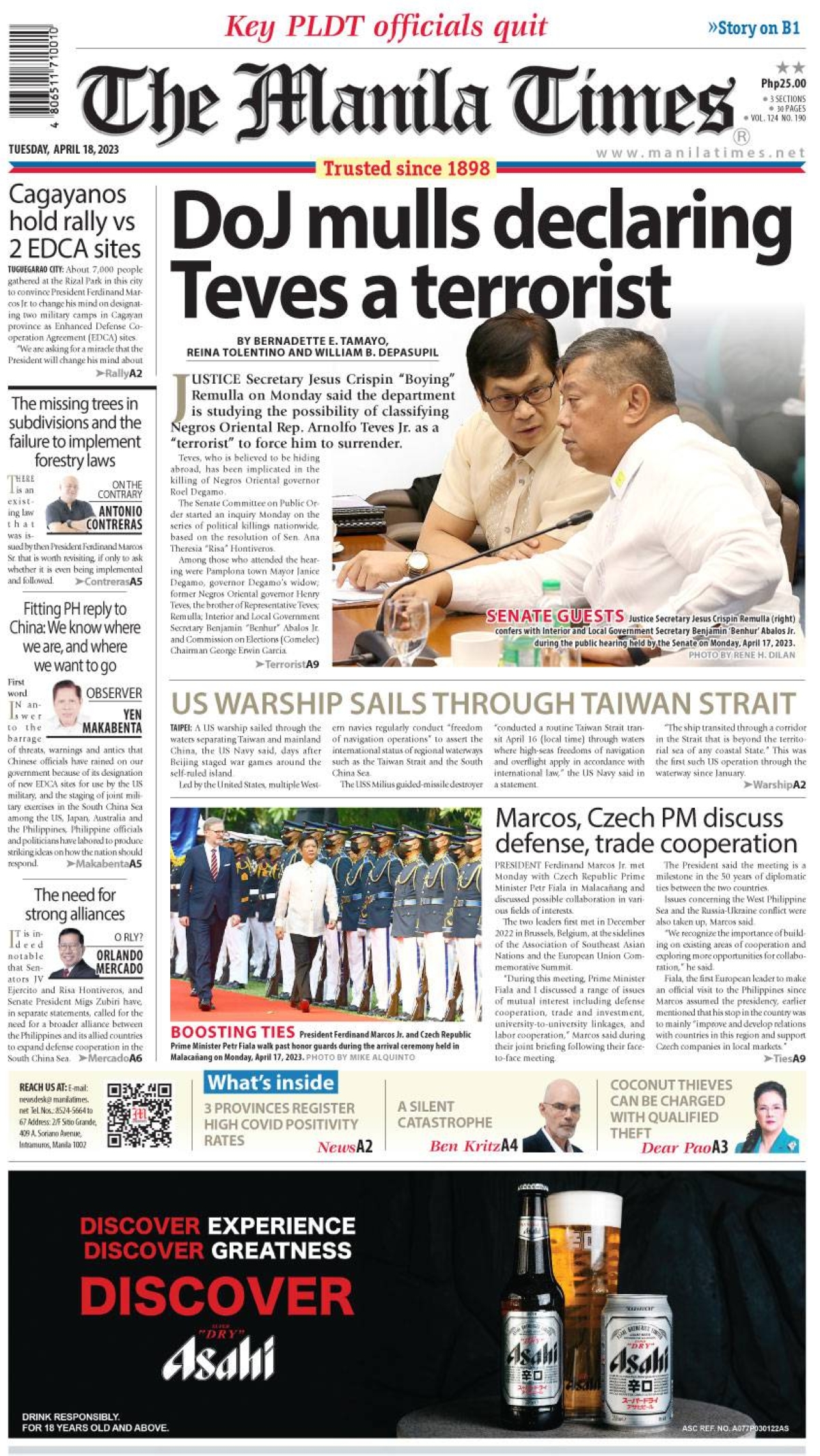 The Manila Times Front Page | April 18, 2023 | The Manila Times