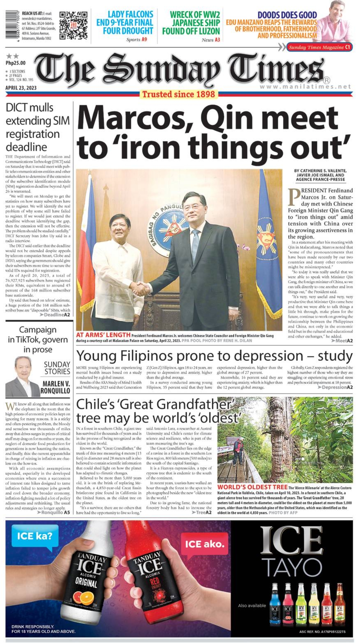 The Manila Times Front Page April 23, 2023 The Manila Times