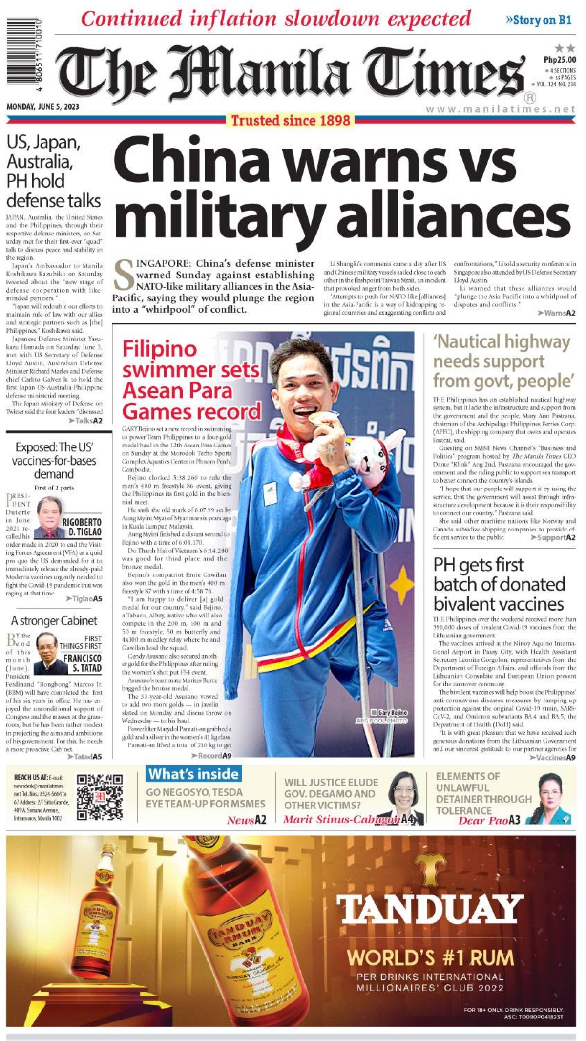 The Manila Times Front Page June 5, 2023 The Manila Times