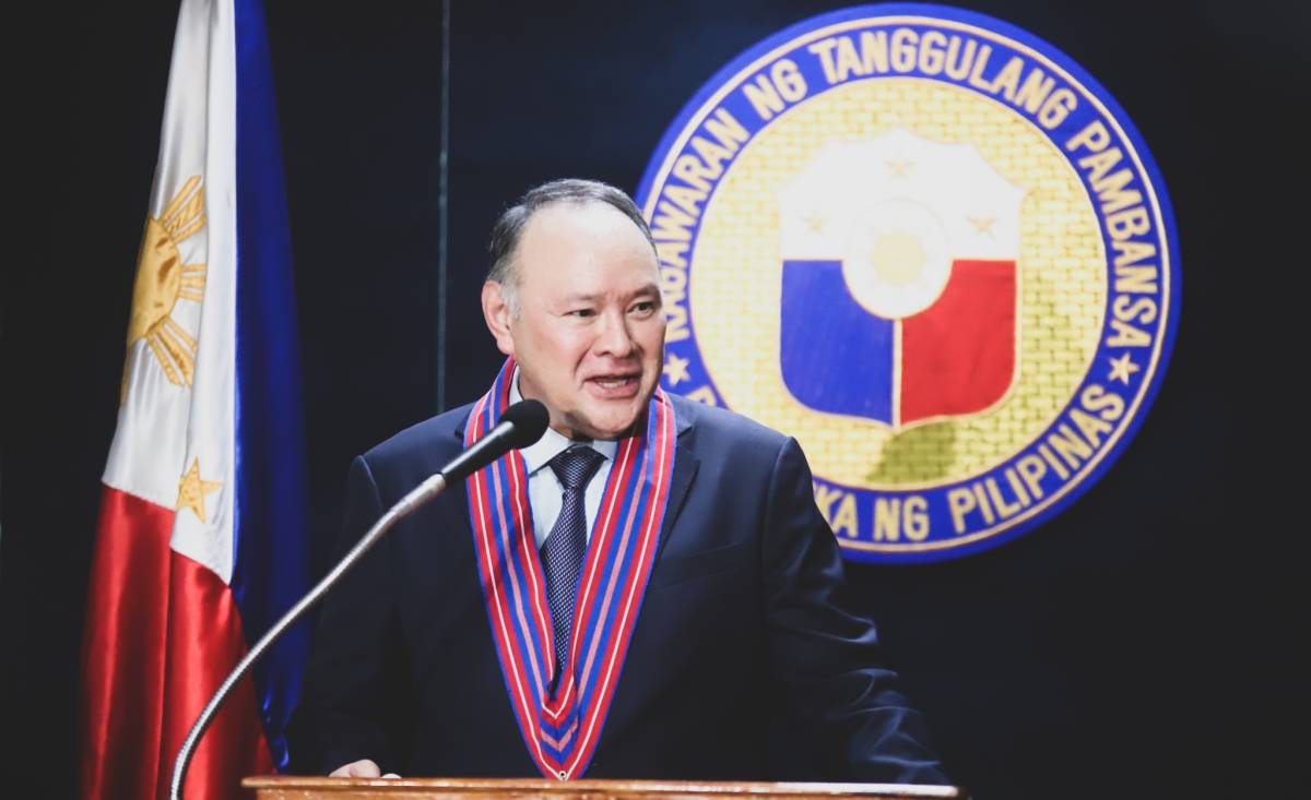 Defense Secretary Gilberto 'Gibo' Teodoro Jr. speaks during his first press briefing at the Department of National Defense headquarters in Camp Aguinaldo, Quezon City, on Wednesday, June 7, 2023. PHOTOS BY JOHN ORVEN VERDOTE