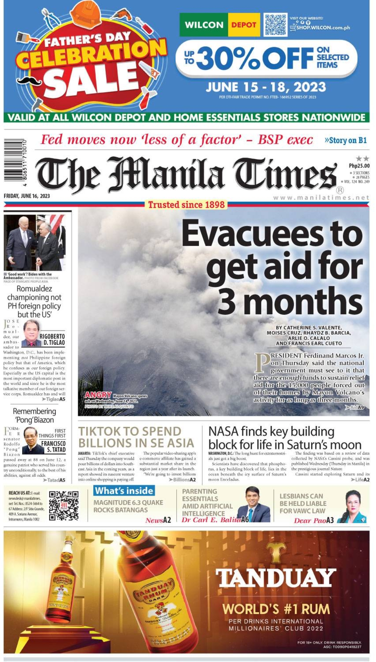 The Manila Times Front Page June 16, 2023 The Manila Times