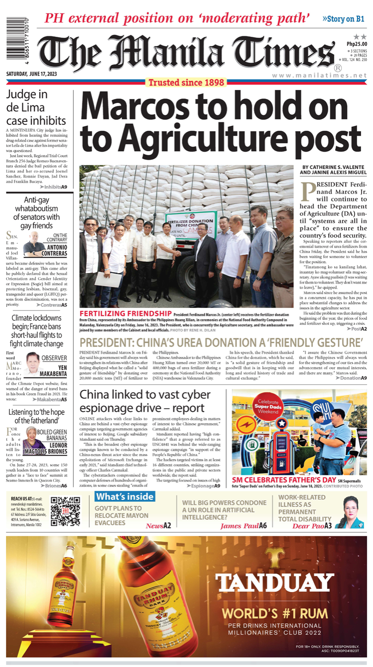 The Manila Times Front Page June 17 2023 The Manila Times