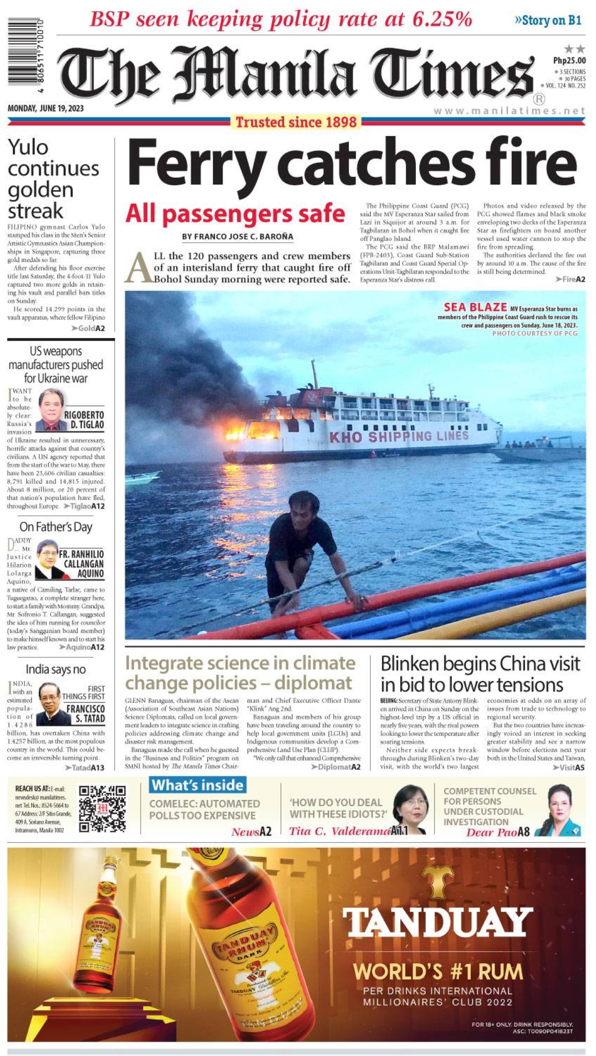 The Manila Times Front Page | June 19, 2023 | The Manila Times