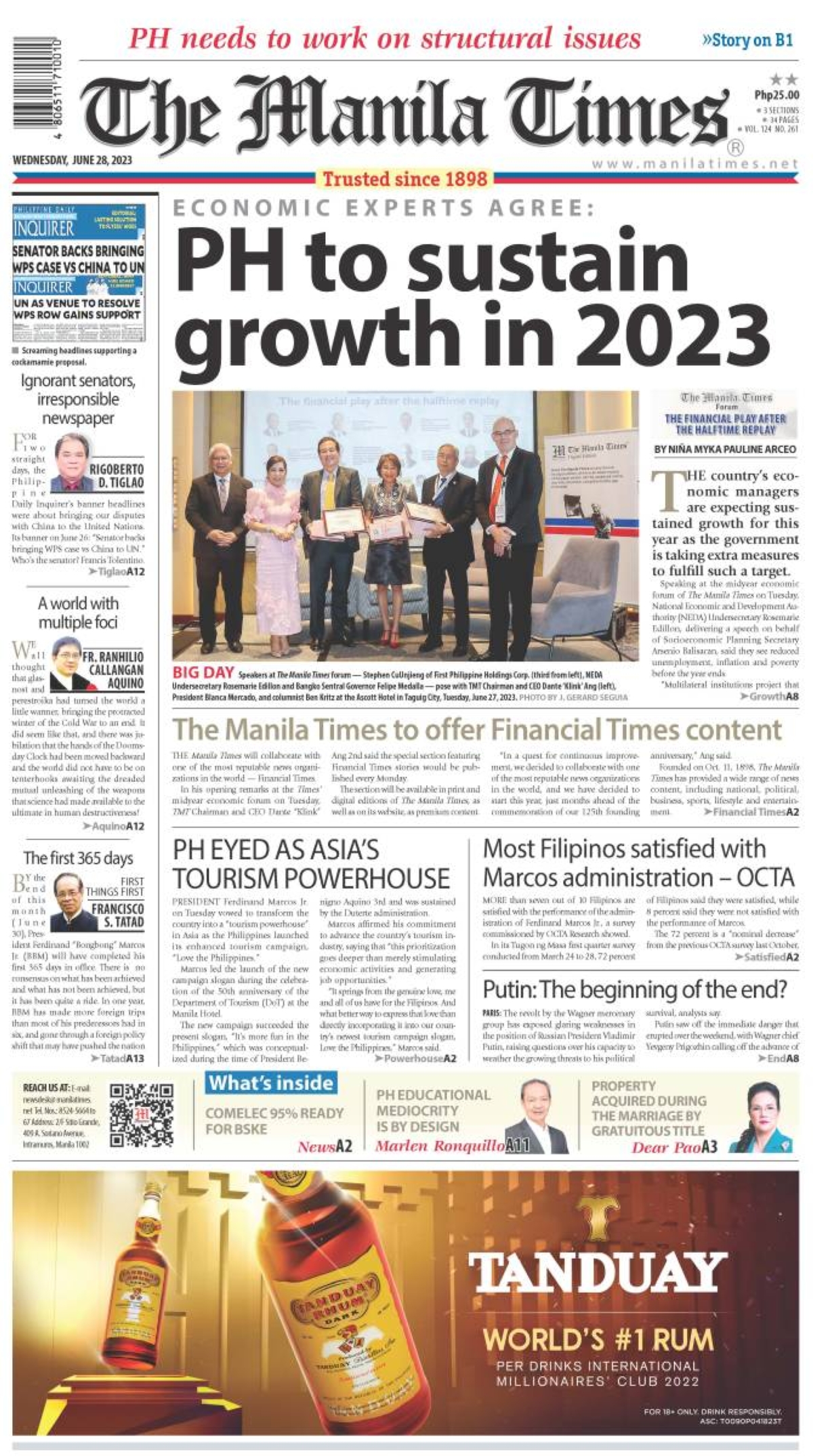 The Manila Times Front Page June 28, 2023 The Manila Times