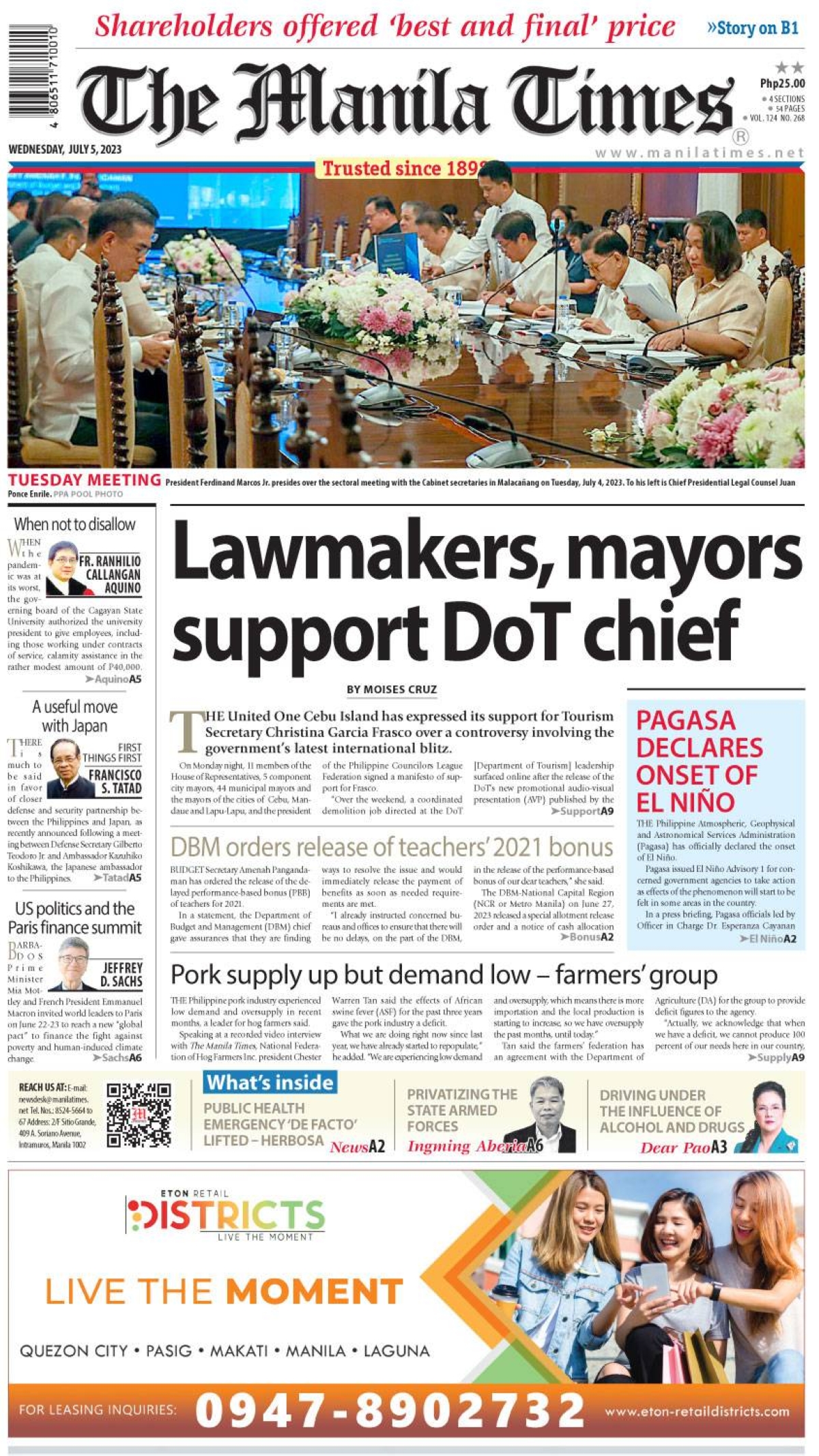 The Manila Times Front Page | July 5, 2023 | The Manila Times