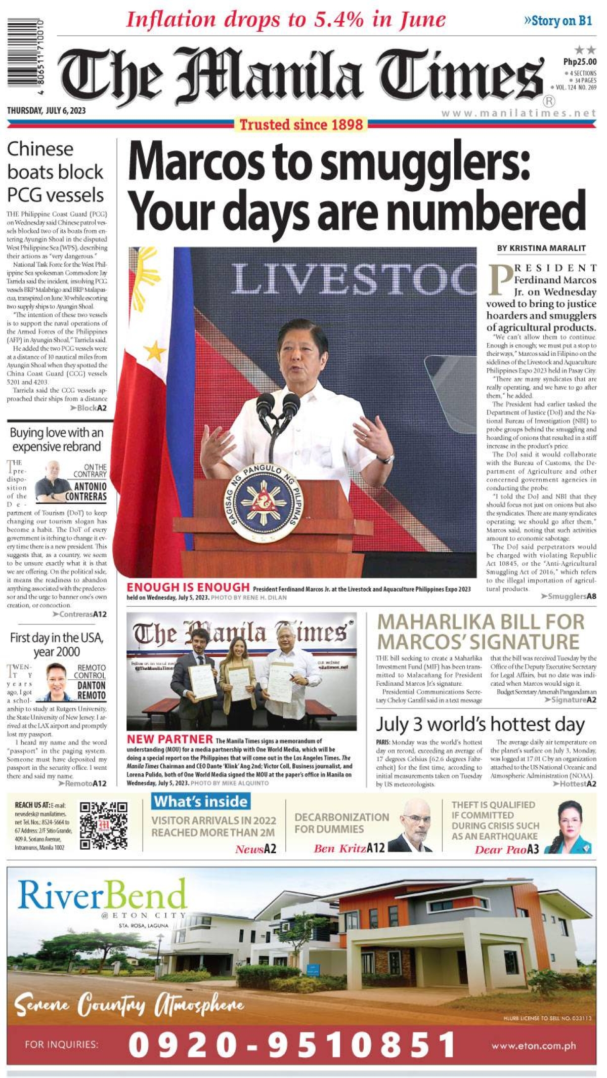 The Manila Times Front Page | July 6, 2023 | The Manila Times