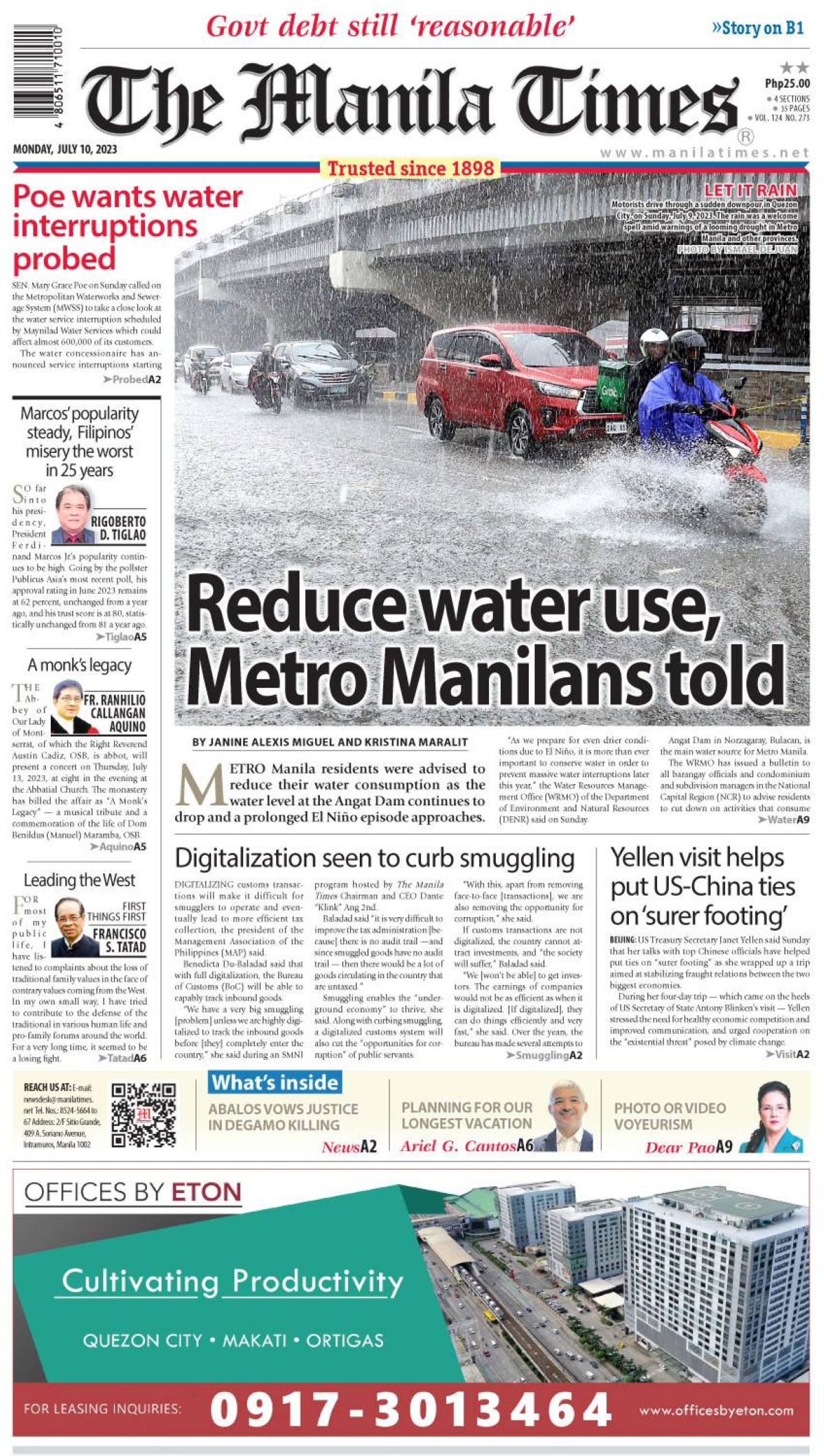 The Manila Times Front Page | July 10, 2023 | The Manila Times