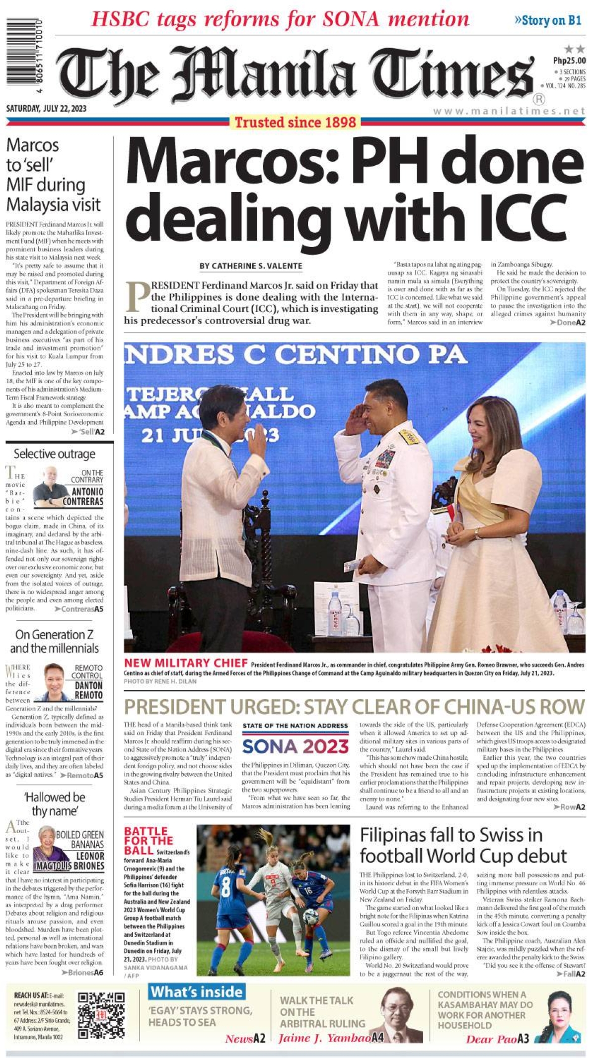 The Manila Times Front Page | July 22, 2023 | The Manila Times