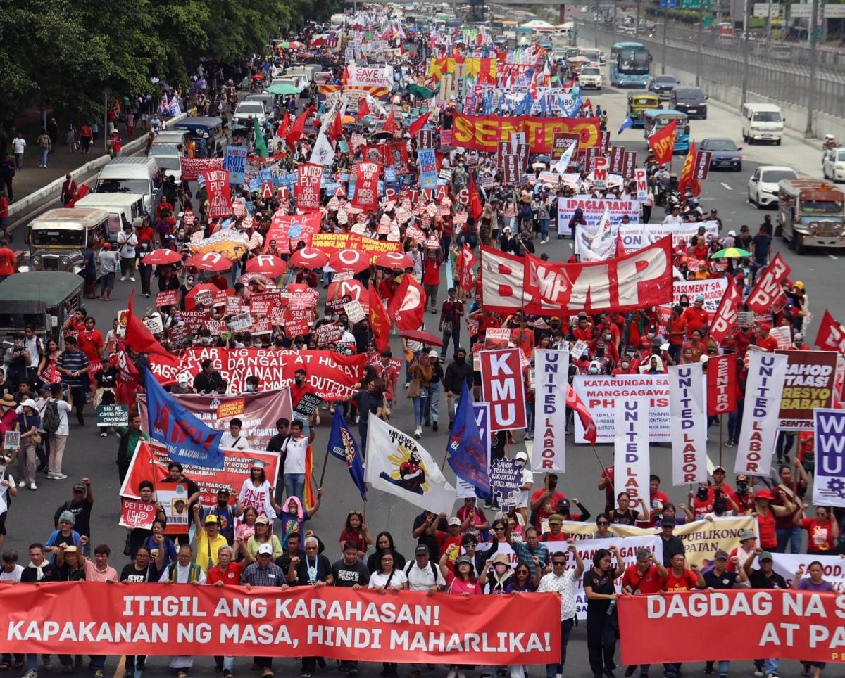 Anti-Marcos groups stage own rally ahead of SONA | The Manila Times