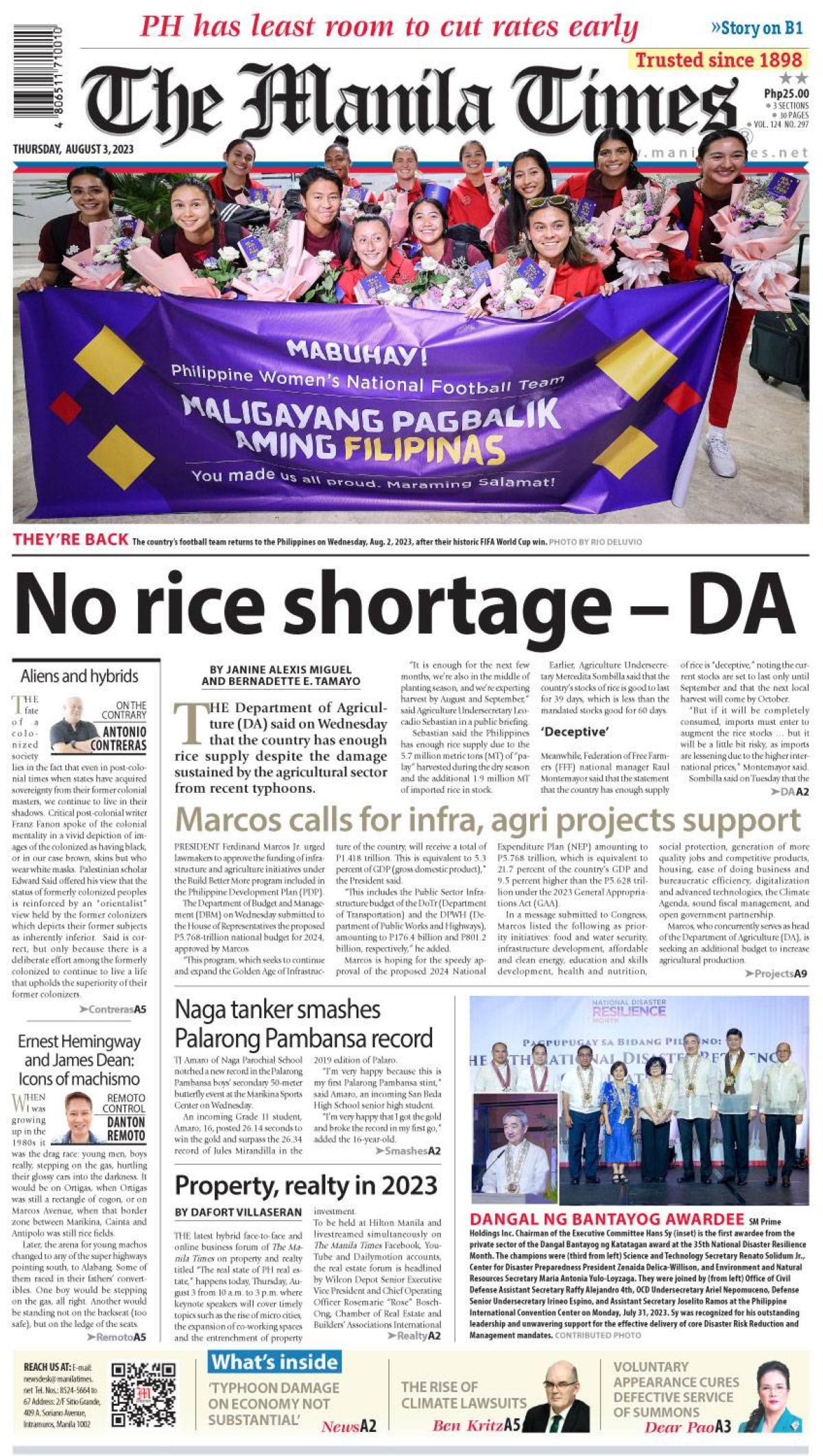 The Manila Times Front Page | August 3, 2023 | The Manila Times