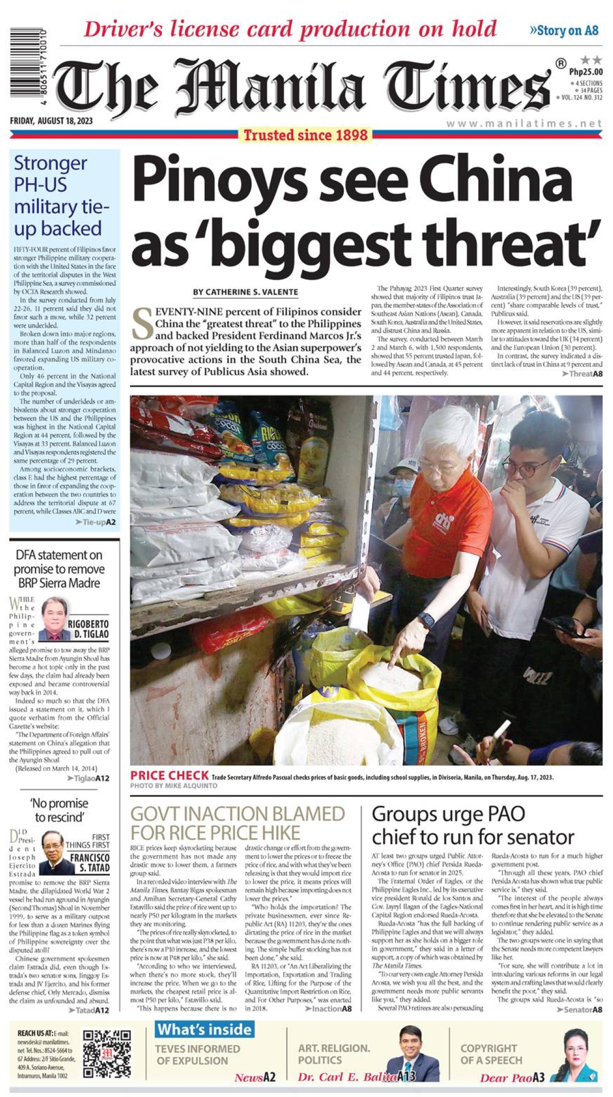 The Manila Times Front Page | Aug. 18, 2023 | The Manila Times