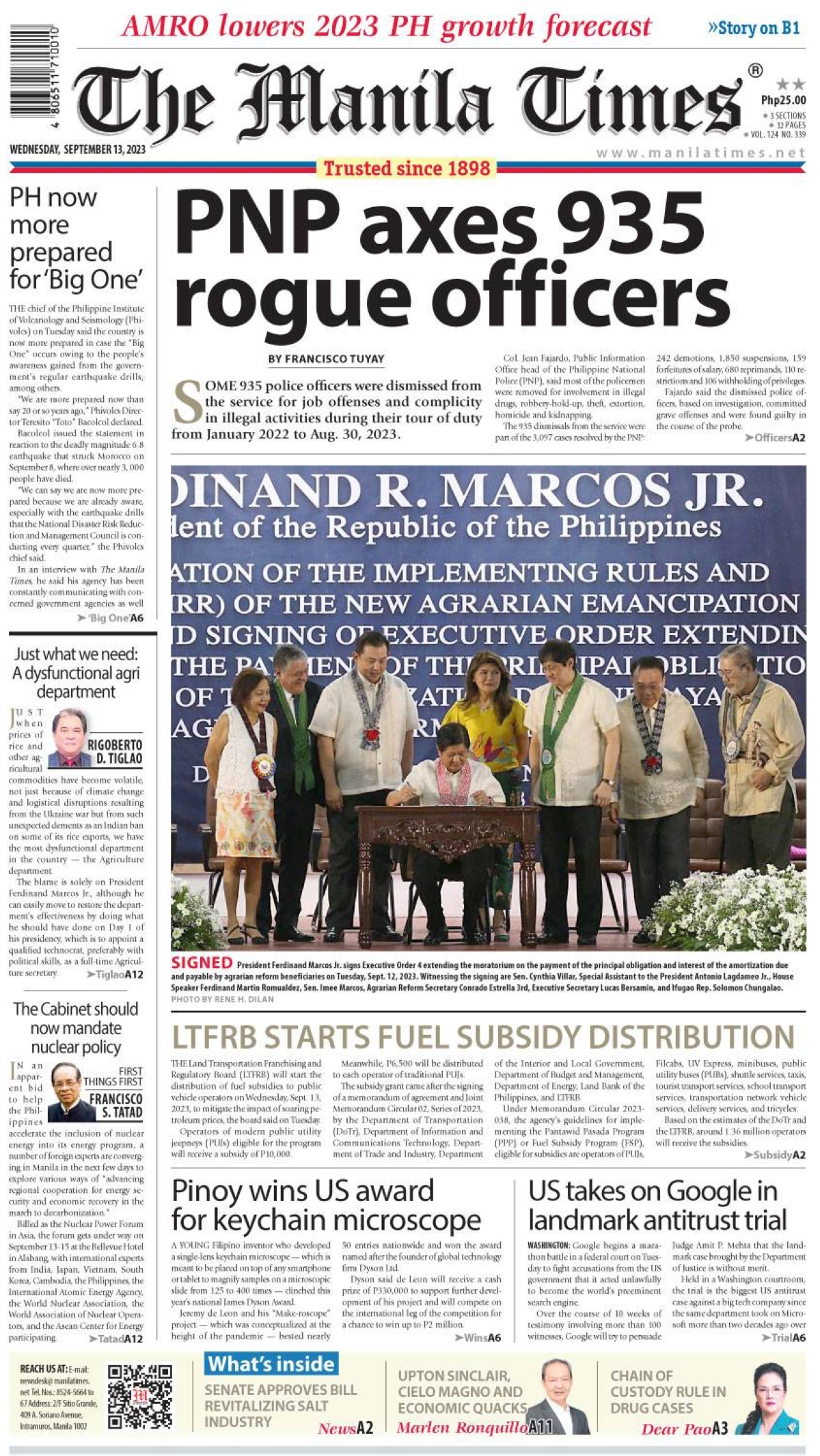 The Manila Times Front Page | Sept. 13, 2023 | The Manila Times