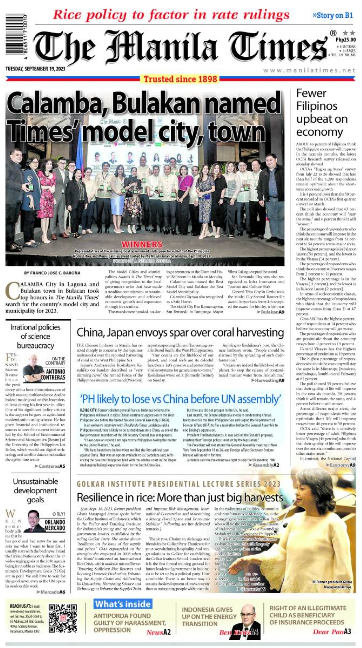 The Manila Times Front Page | Sept. 19, 2023 | The Manila Times