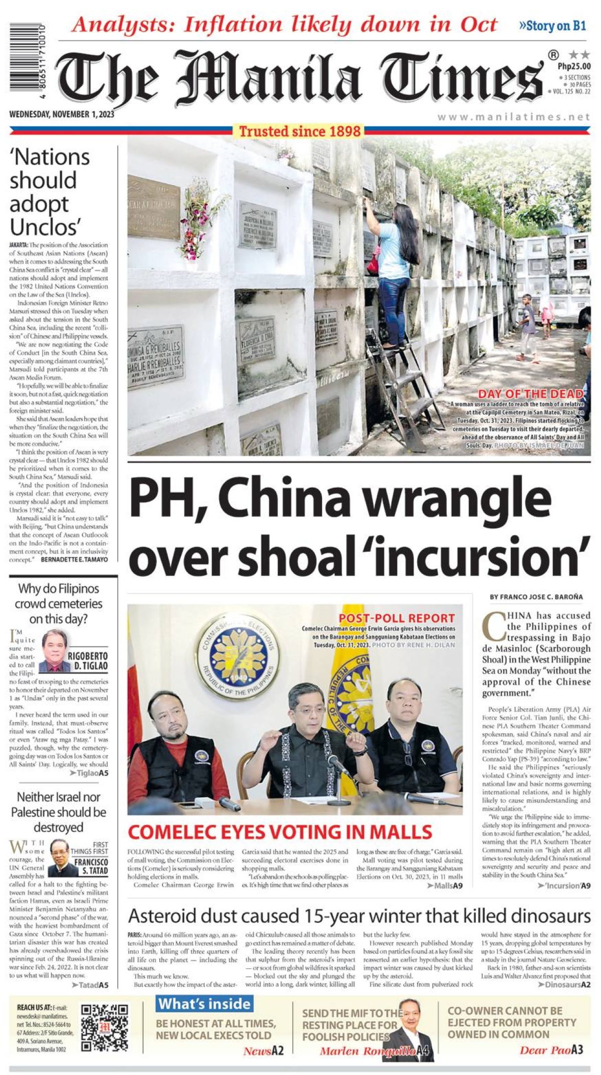 The Manila Times Front Page Nov. 1, 2023 The Manila Times