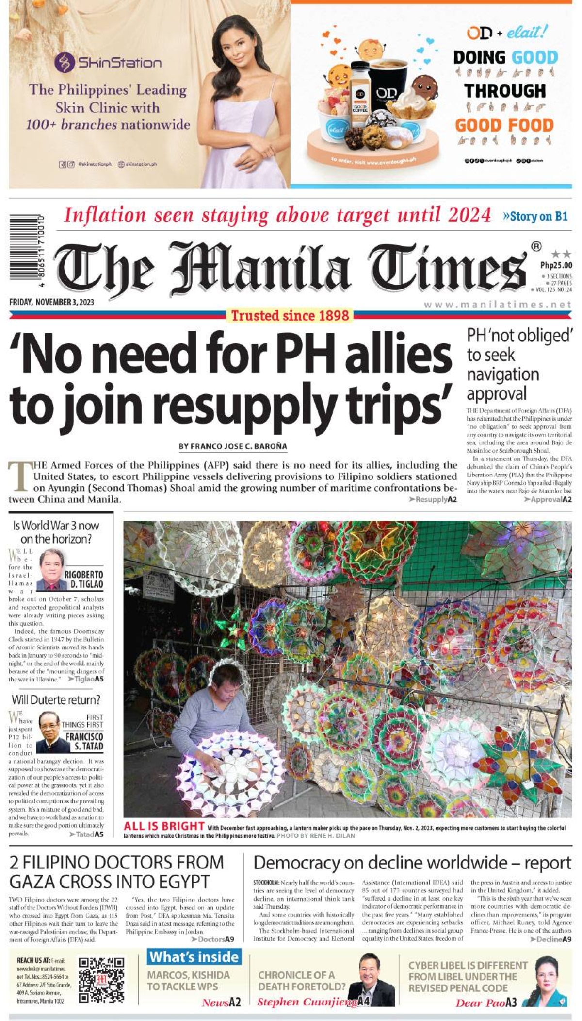 The Manila Times Front Page | November 3, 2023 | The Manila Times